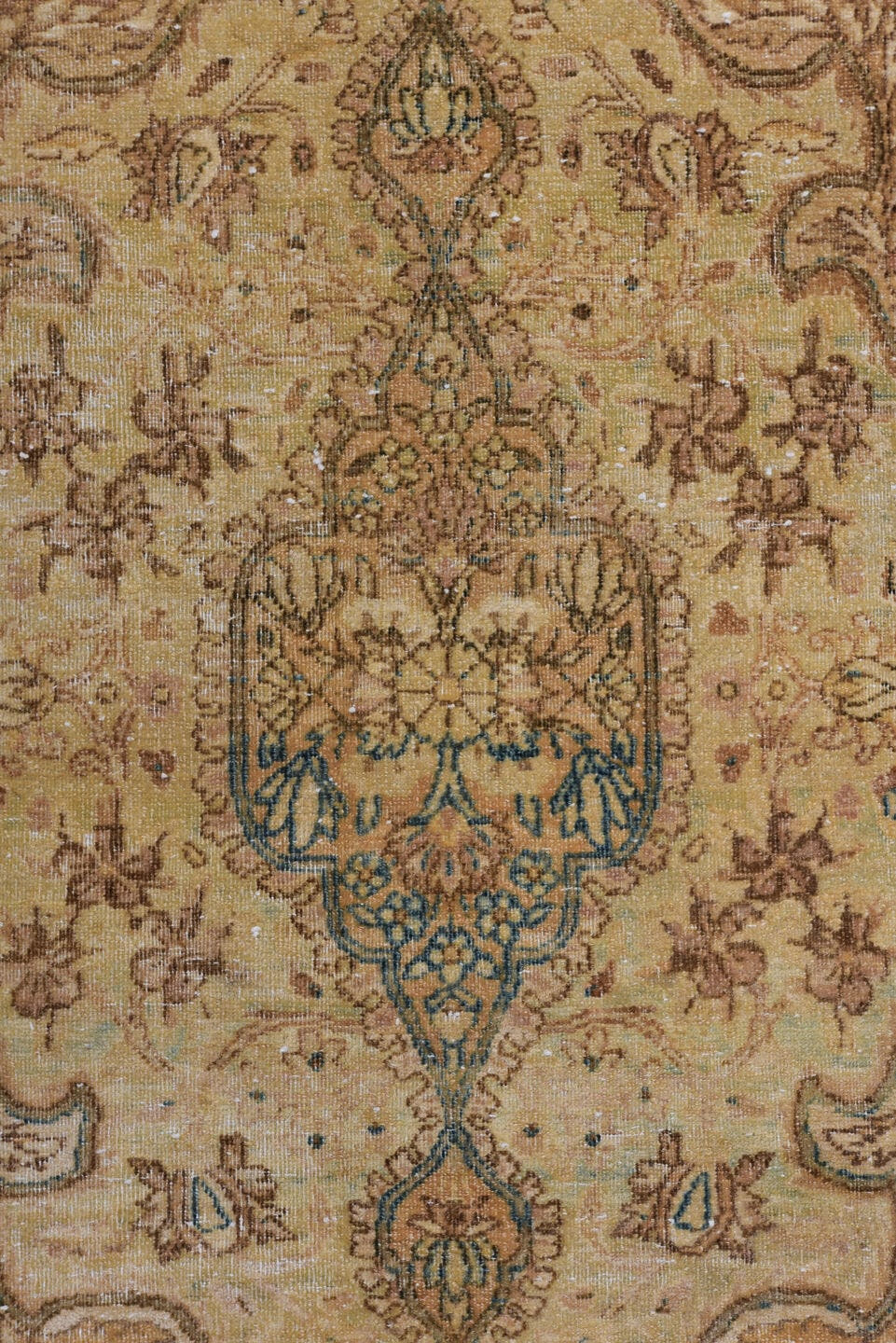 8' x 11' one-of-a-kind handmade antique Kerman large size rug. Color palette: rose, ivory, beige, navy, taupe, camel, brown