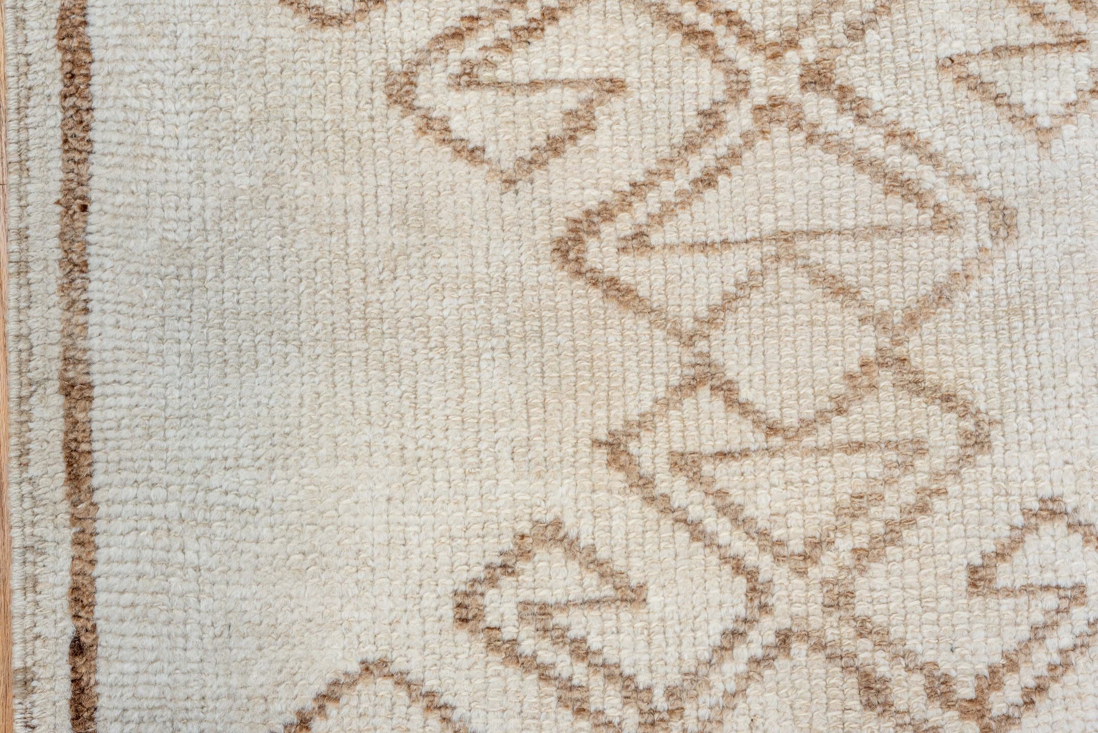 3' x 9' one-of-a-kind handmade vintage Kars runner rug. Color palette: ivory, taupe, camel, beige, gray