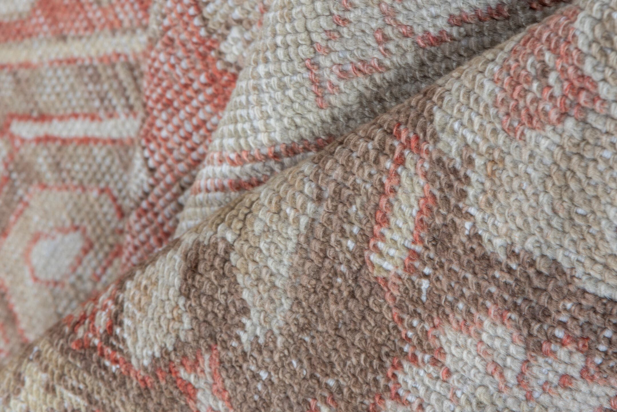 5' x 9' one-of-a-kind handmade vintage Oushak medium size rug. Color palette: brown, taupe, ivory, gray, charcoal, beige