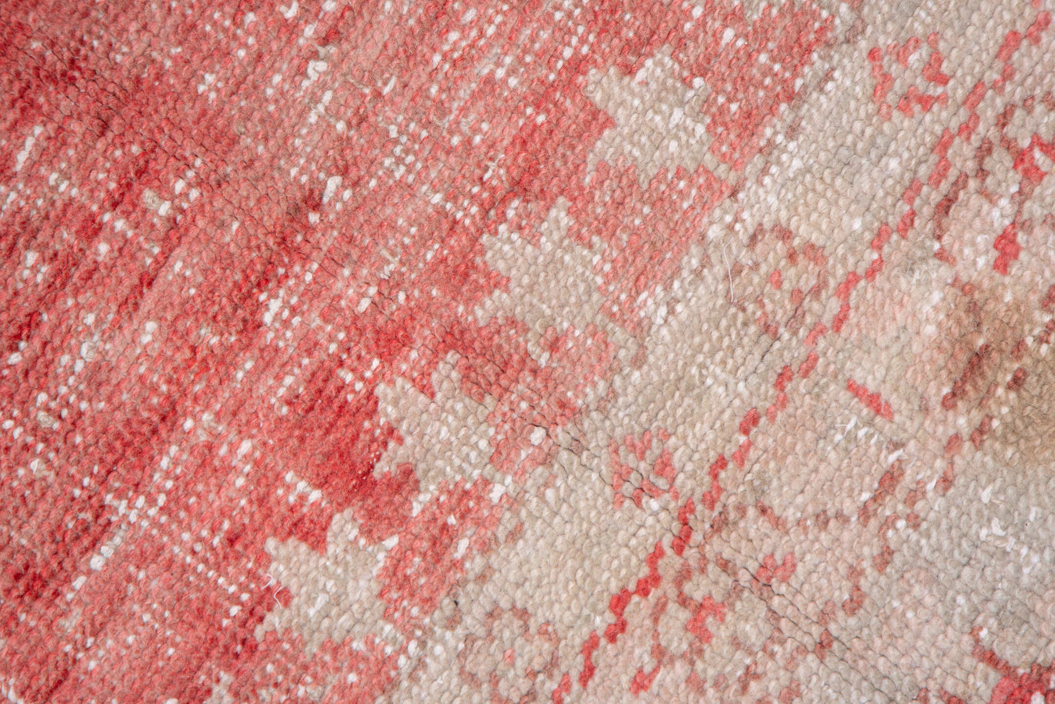 10' x 14' one-of-a-kind handmade vintage Oushak large size rug. Color palette: coral, ivory, blush, rose, taupe, terracotta