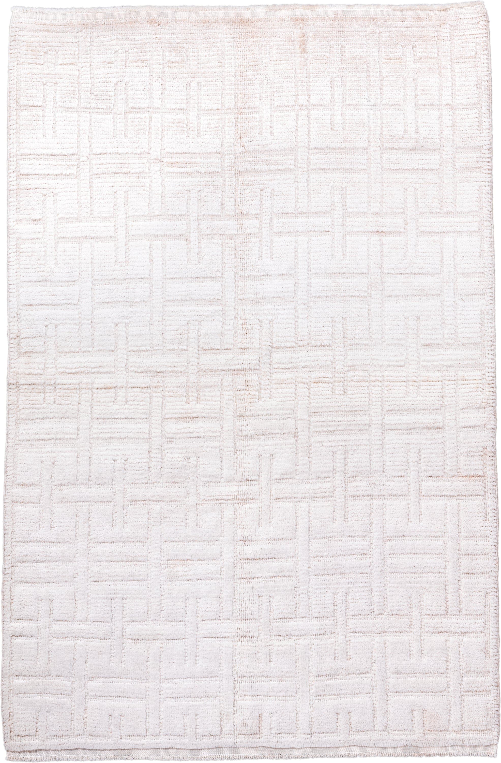 4' x 7' one-of-a-kind handmade vintage Tulu rug. Color palette: ivory, cream, beige