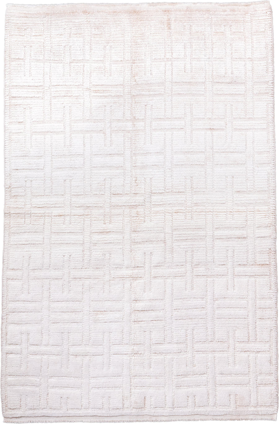 4' x 7' one-of-a-kind handmade vintage Tulu rug. Color palette: ivory, cream, beige