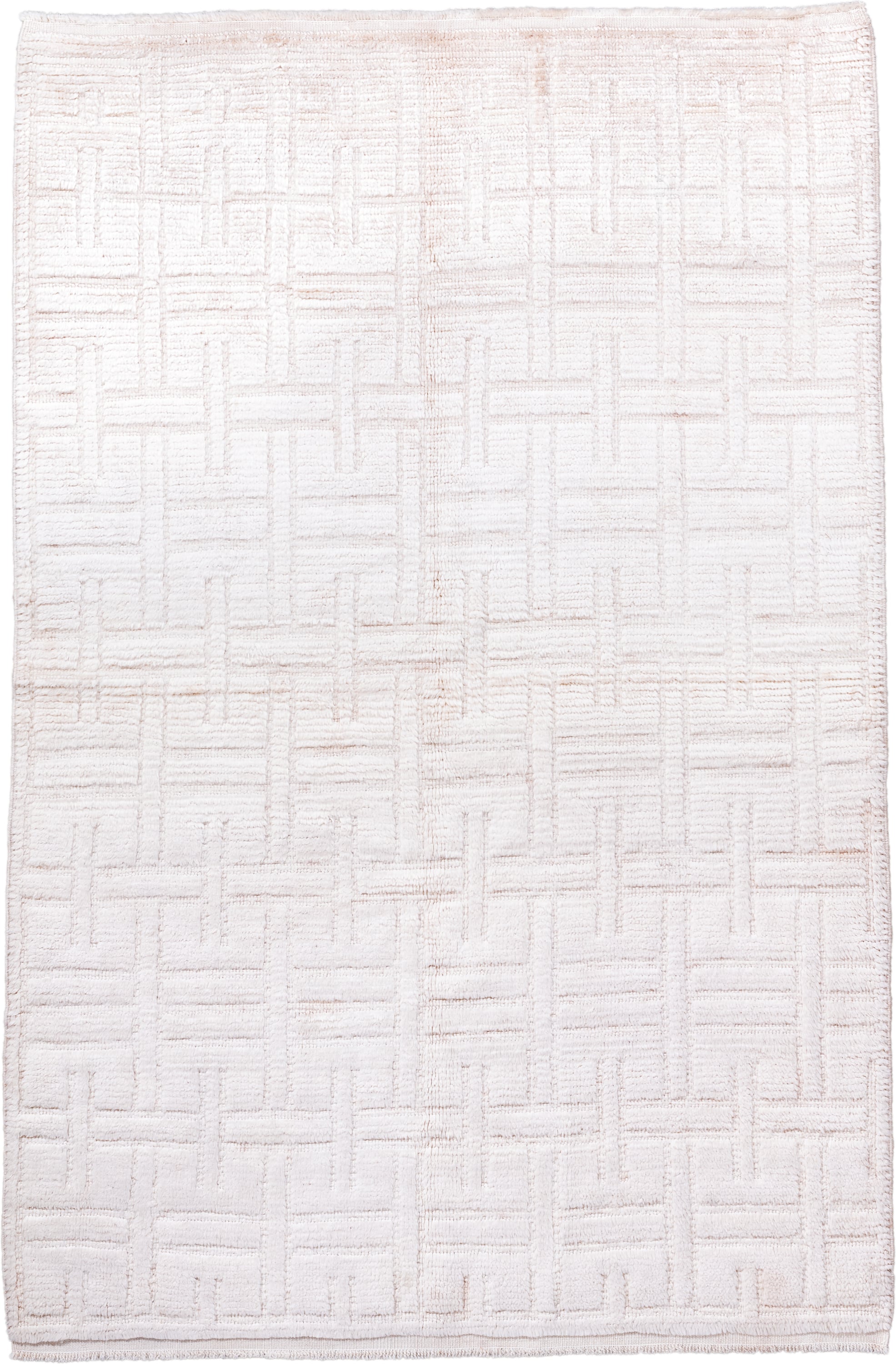 4' x 7' one-of-a-kind handmade vintage Tulu rug. Color palette: ivory, cream, beige