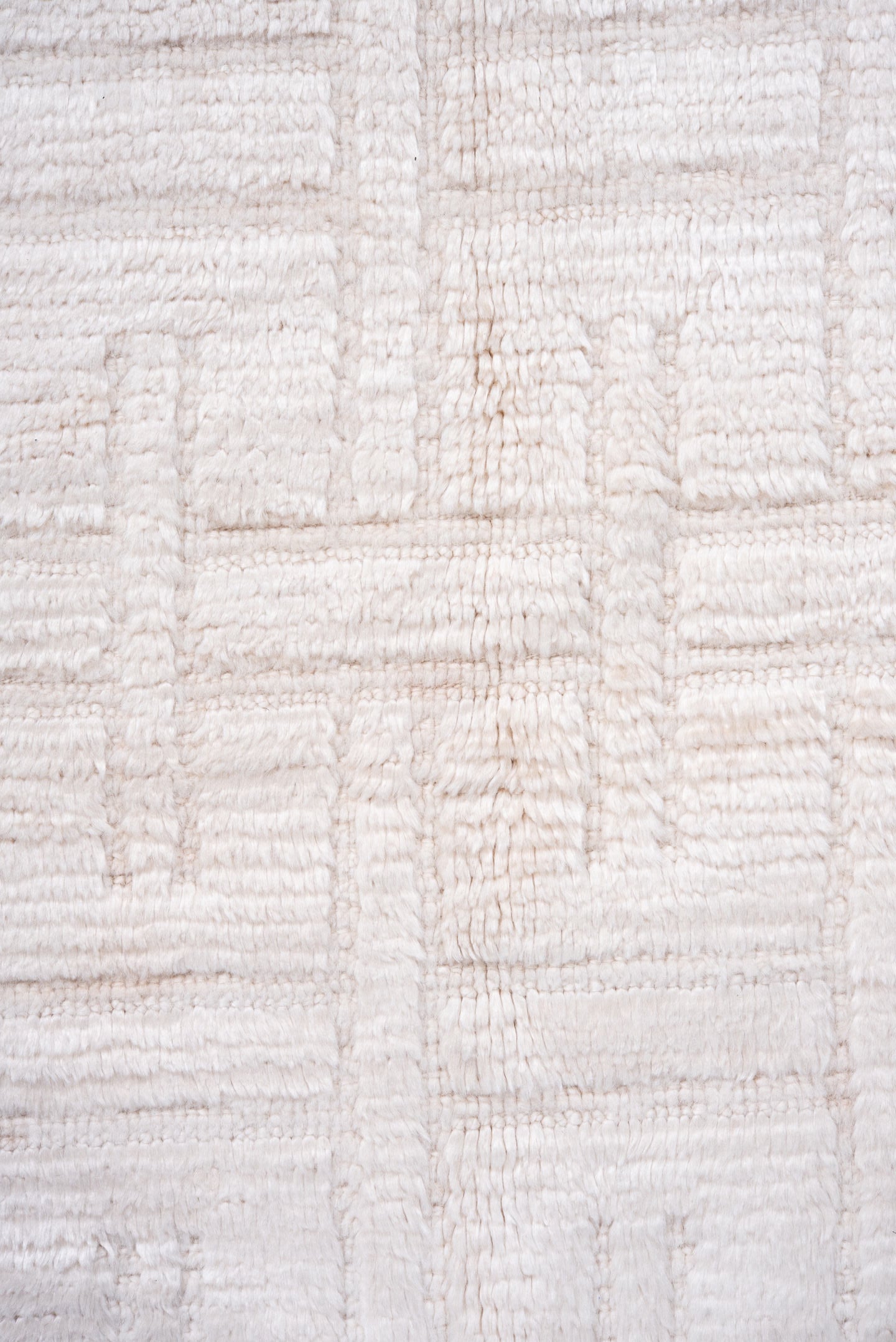 4' x 7' one-of-a-kind handmade vintage Tulu rug. Color palette: ivory, cream, beige