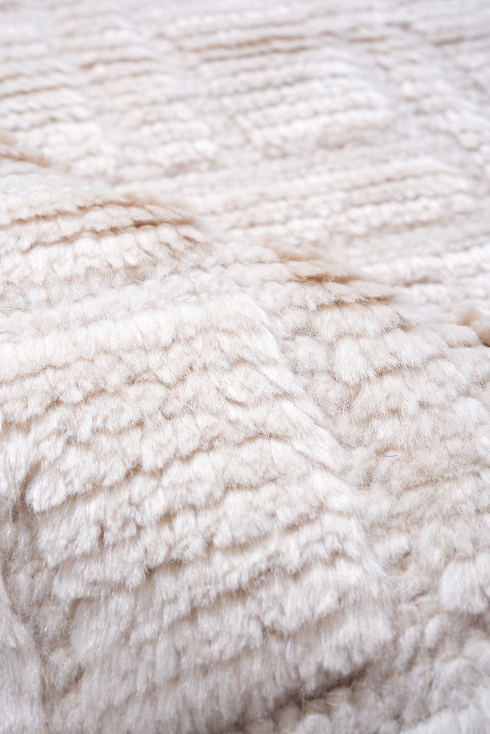 4' x 7' one-of-a-kind handmade vintage Tulu rug. Color palette: ivory, cream, beige