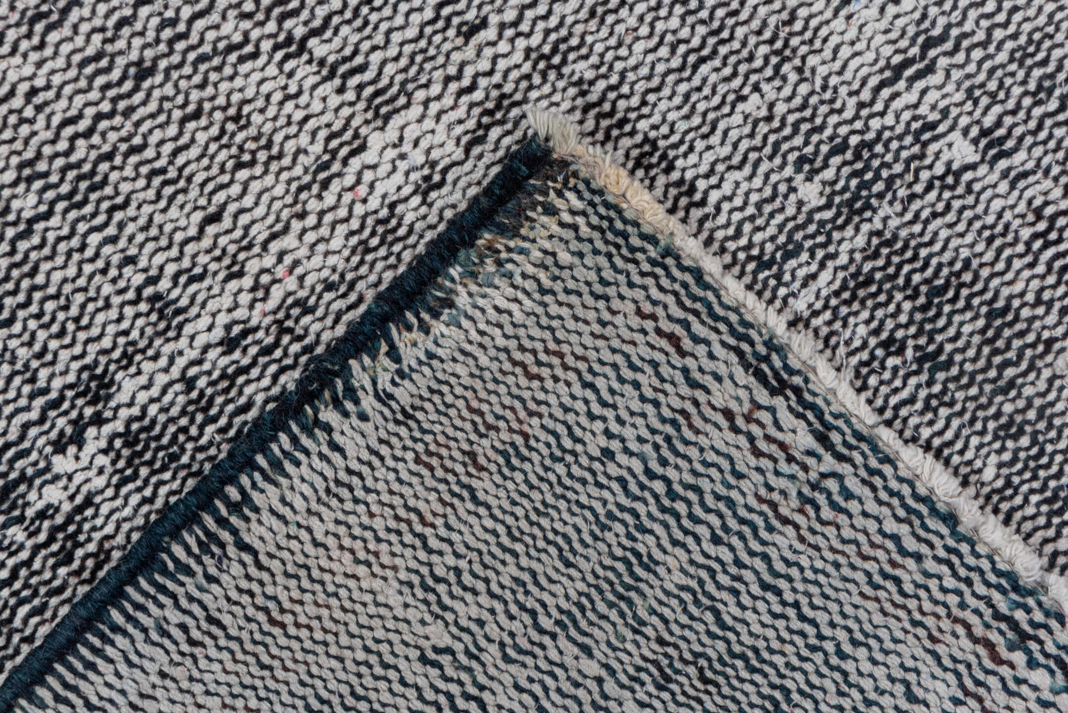 6' x 9' one-of-a-kind handmade vintage Overdyed medium size rug. Color palette: gray, charcoal, ivory, taupe, rose, black