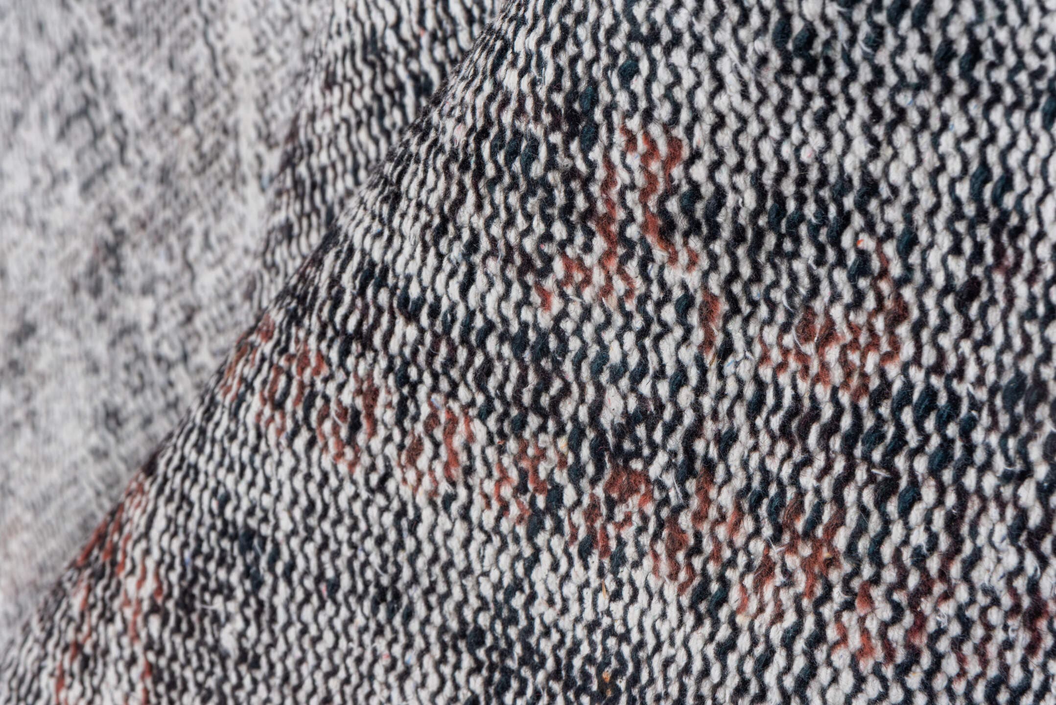 6' x 9' one-of-a-kind handmade vintage Overdyed medium size rug. Color palette: gray, charcoal, ivory, taupe, rose, black