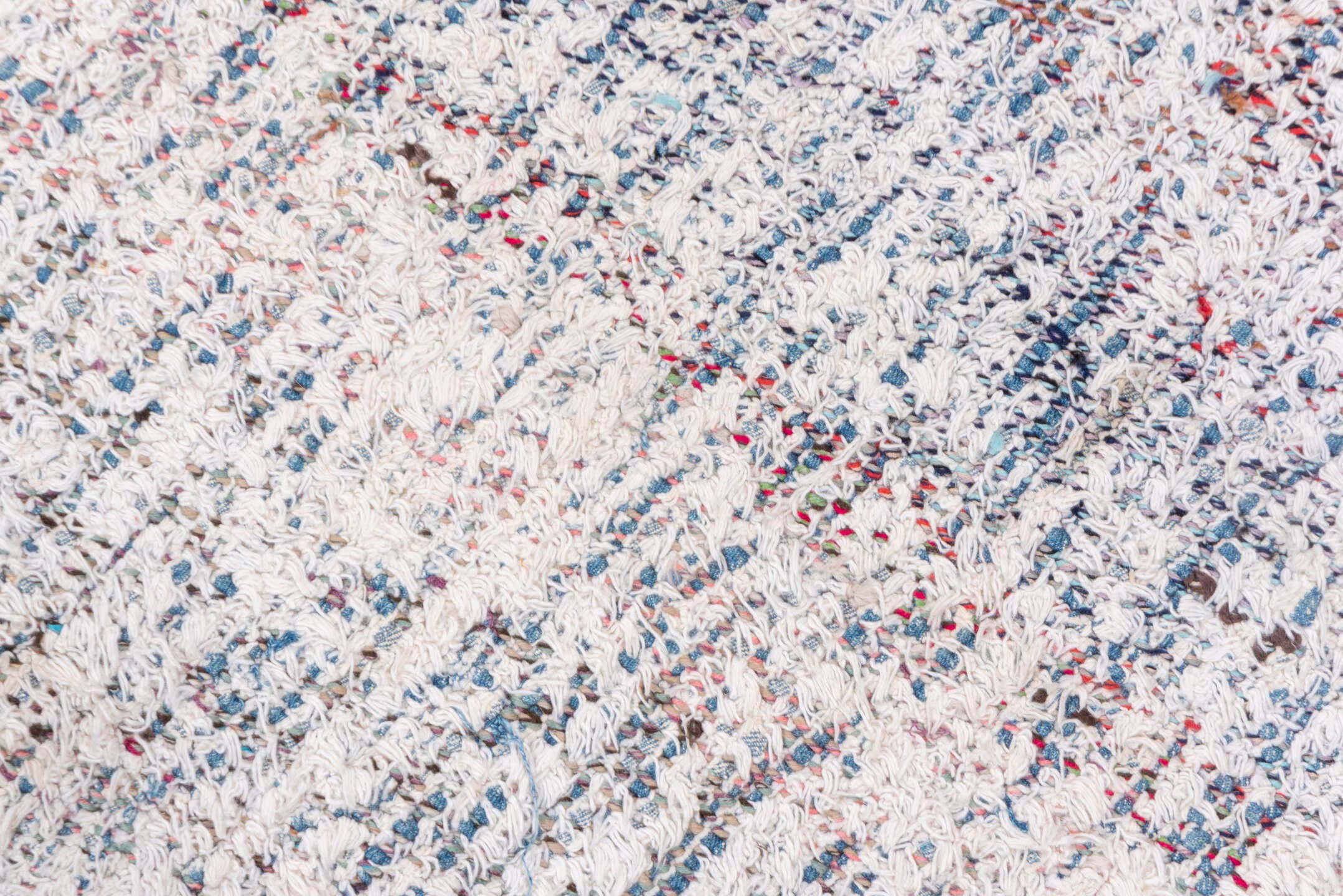 5' x 8' one-of-a-kind handmade vintage Kilim medium size rug. Color palette: ivory, blue, rose, taupe, sage, terra cotta