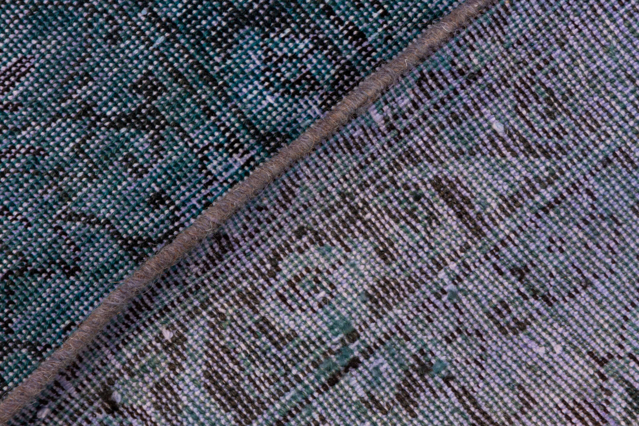 9' x 12' one-of-a-kind handmade vintage Overdyed large size rug. Color palette: blue, teal, slate, indigo, charcoal