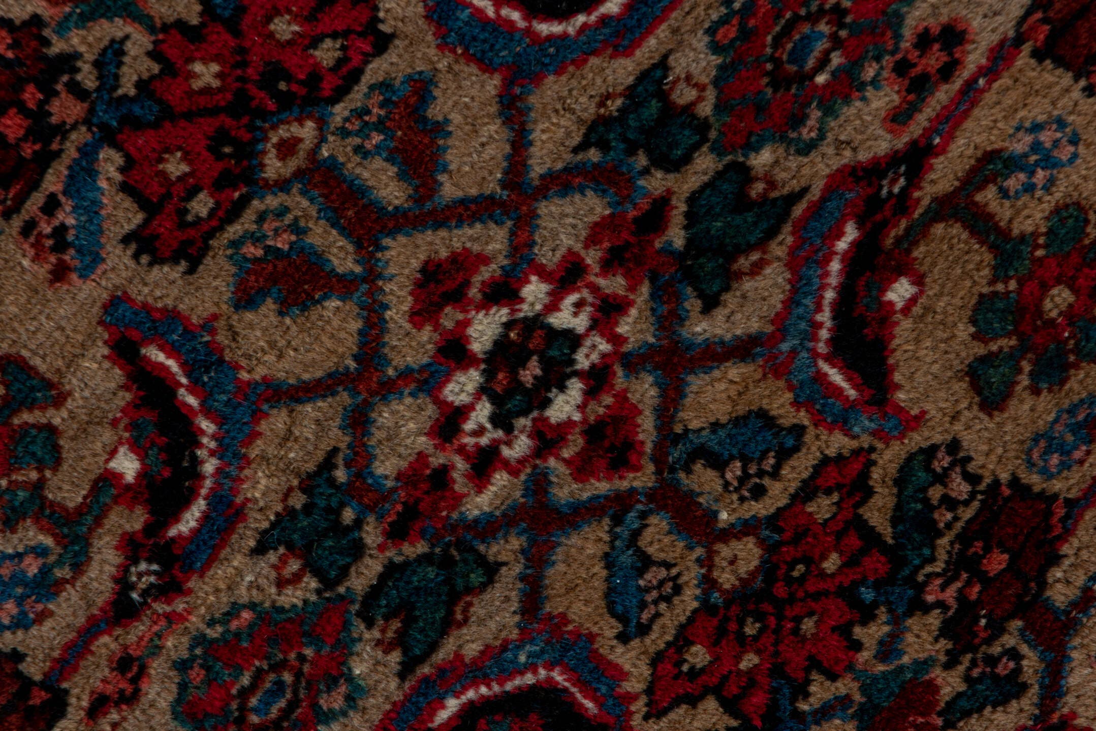 3' x 14' one-of-a-kind handmade vintage Sarab runner rug. Color palette: ivory, navy, rust, crimson, sky_blue, brown, blue
