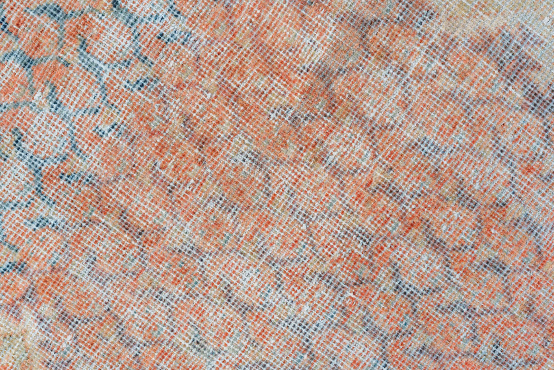 3' x 13' one-of-a-kind handmade vintage Mahal runner rug. Color palette: sky blue, ivory, coral, rust, peach, taupe