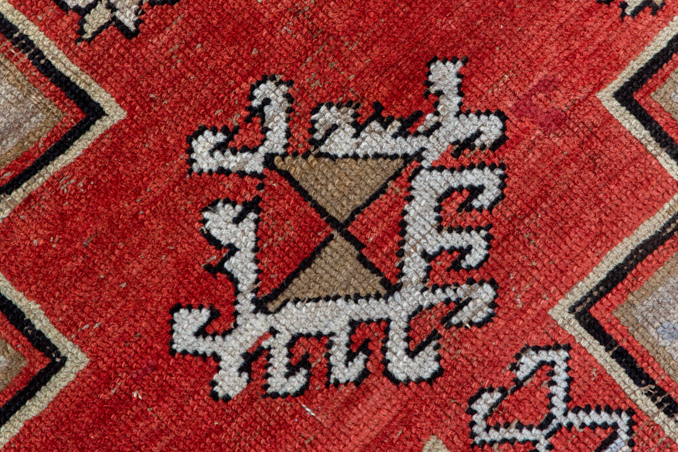 3' x 7' one-of-a-kind handmade vintage Shirvan runner rug. Color palette: taupe, rust, ivory, indigo, crimson, charcoal