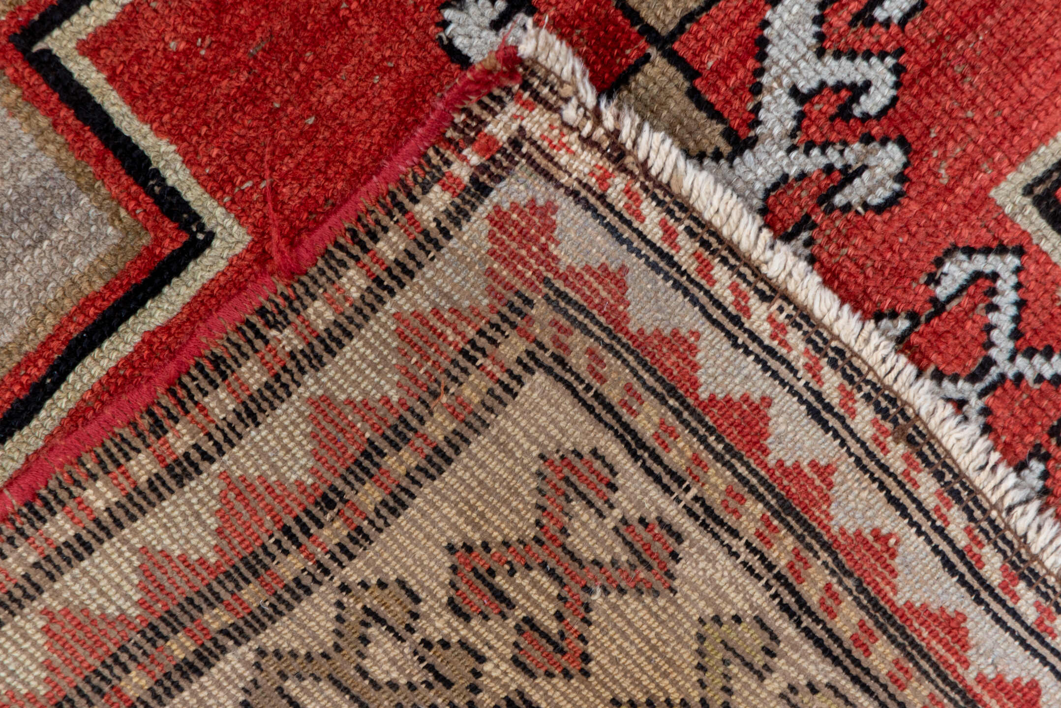 3' x 7' one-of-a-kind handmade vintage Shirvan runner rug. Color palette: taupe, rust, ivory, indigo, crimson, charcoal