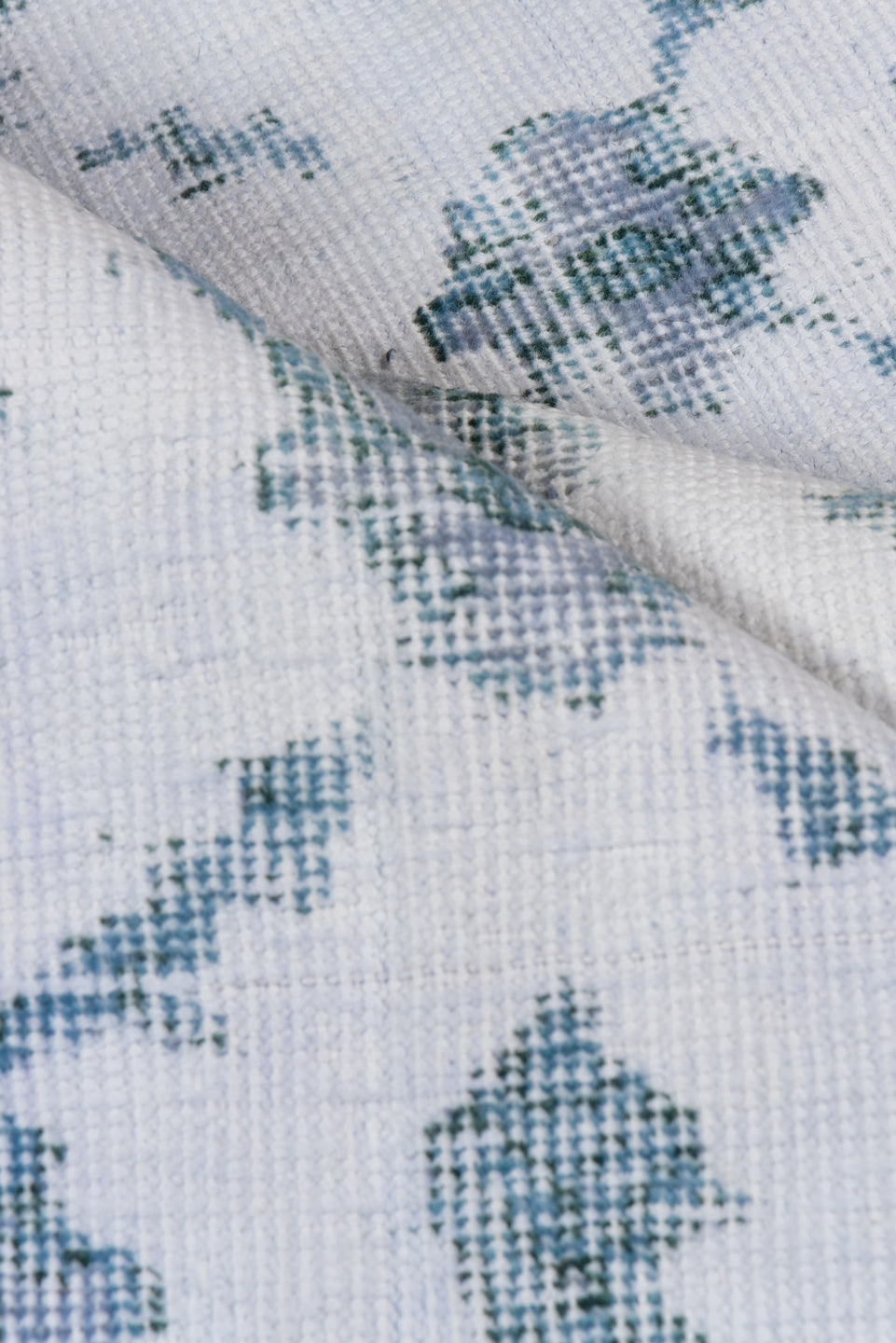 3' x 6' one-of-a-kind handmade vintage Oushak runner rug. Color palette: alice blue, arapawa, blue, ghost white, gray