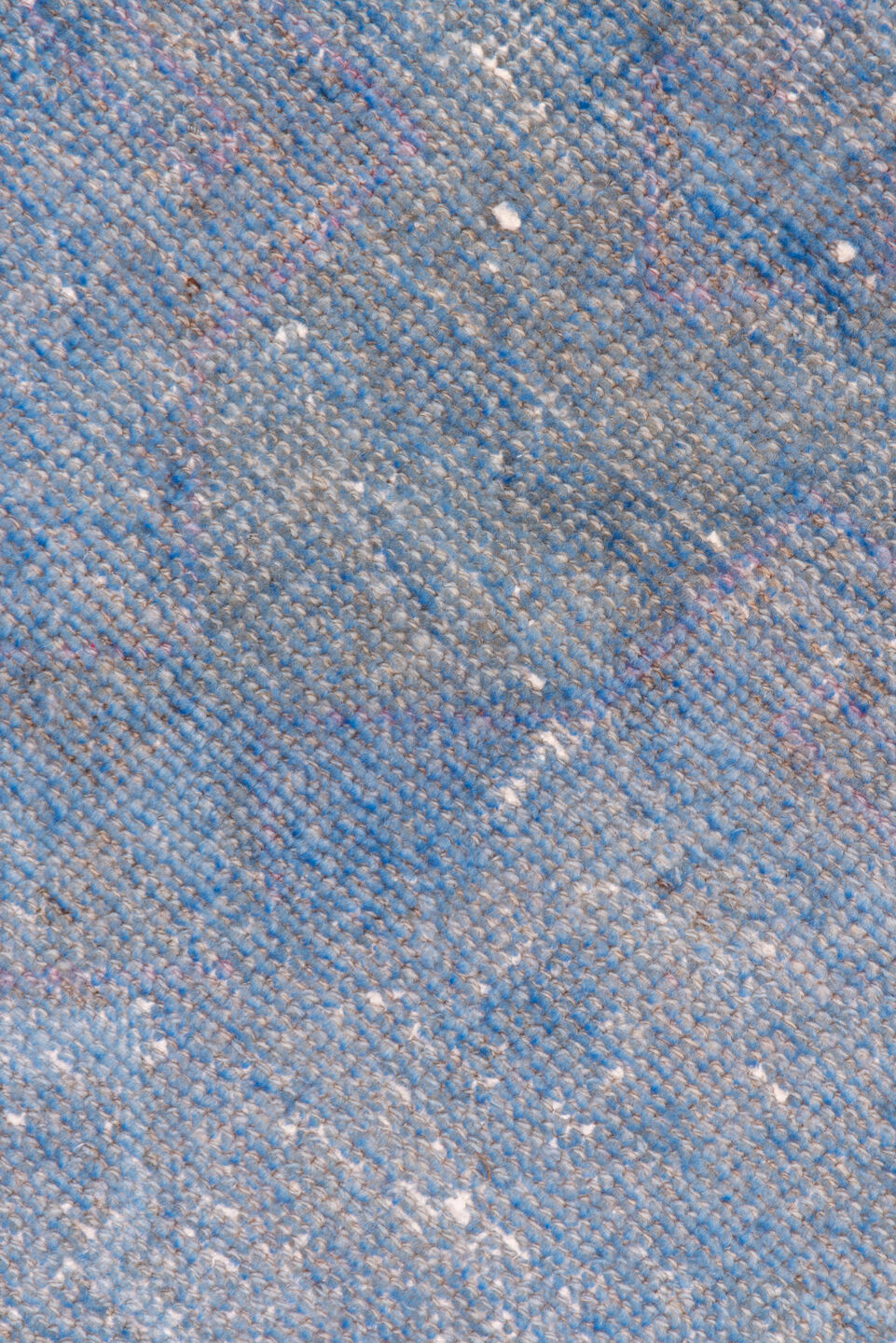 3' x 12' one-of-a-kind handmade vintage Overdyed runner rug. Color palette: blue, gray, light blue, light gray, off-white