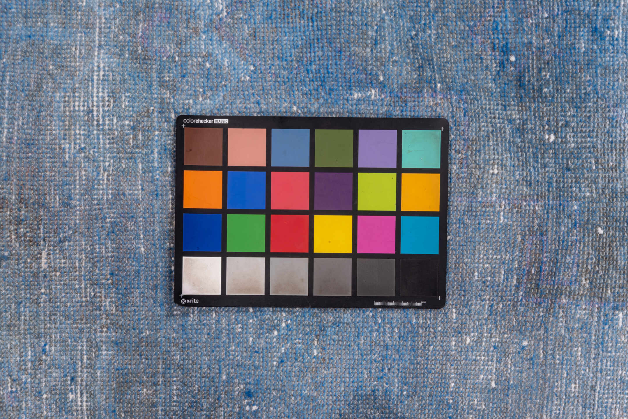 3' x 12' one-of-a-kind handmade vintage Overdyed runner rug. Color palette: blue, gray, light blue, light gray, off-white