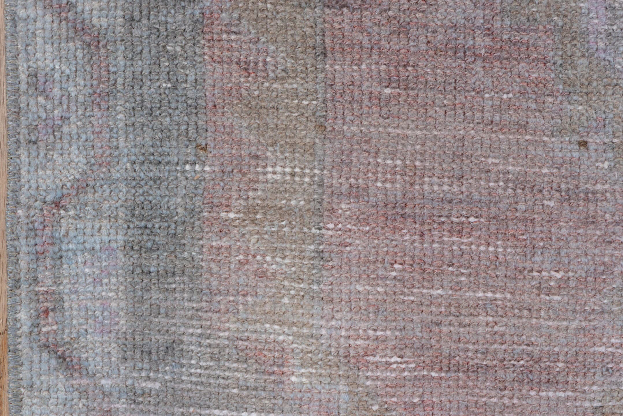 2' x 5' one-of-a-kind handmade vintage Oushak small size rug. Color palette: taupe, blush, gray, ivory, rose, beige, pink