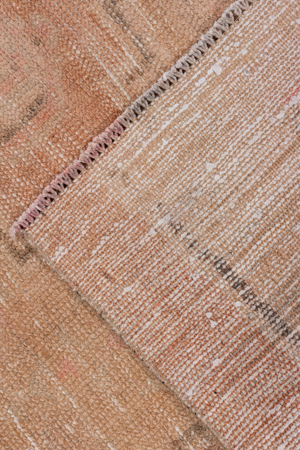 2' x 7' one-of-a-kind handmade vintage Oushak runner rug. Color palette: blush, peach, ivory, taupe, rose, pink, terracotta