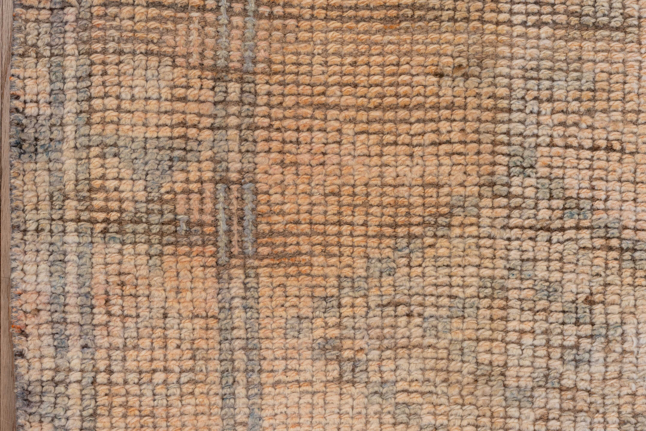 2' x 11' one-of-a-kind handmade vintage Oushak runner rug. Color palette: peach, gray, ivory, taupe, camel, terracotta, pink