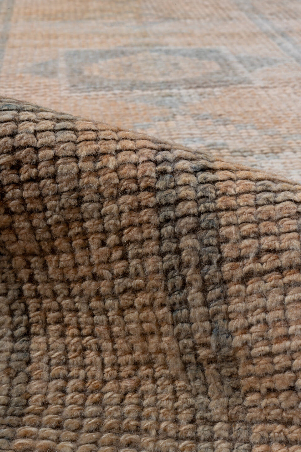 2' x 11' one-of-a-kind handmade vintage Oushak runner rug. Color palette: peach, gray, ivory, taupe, camel, terracotta, pink