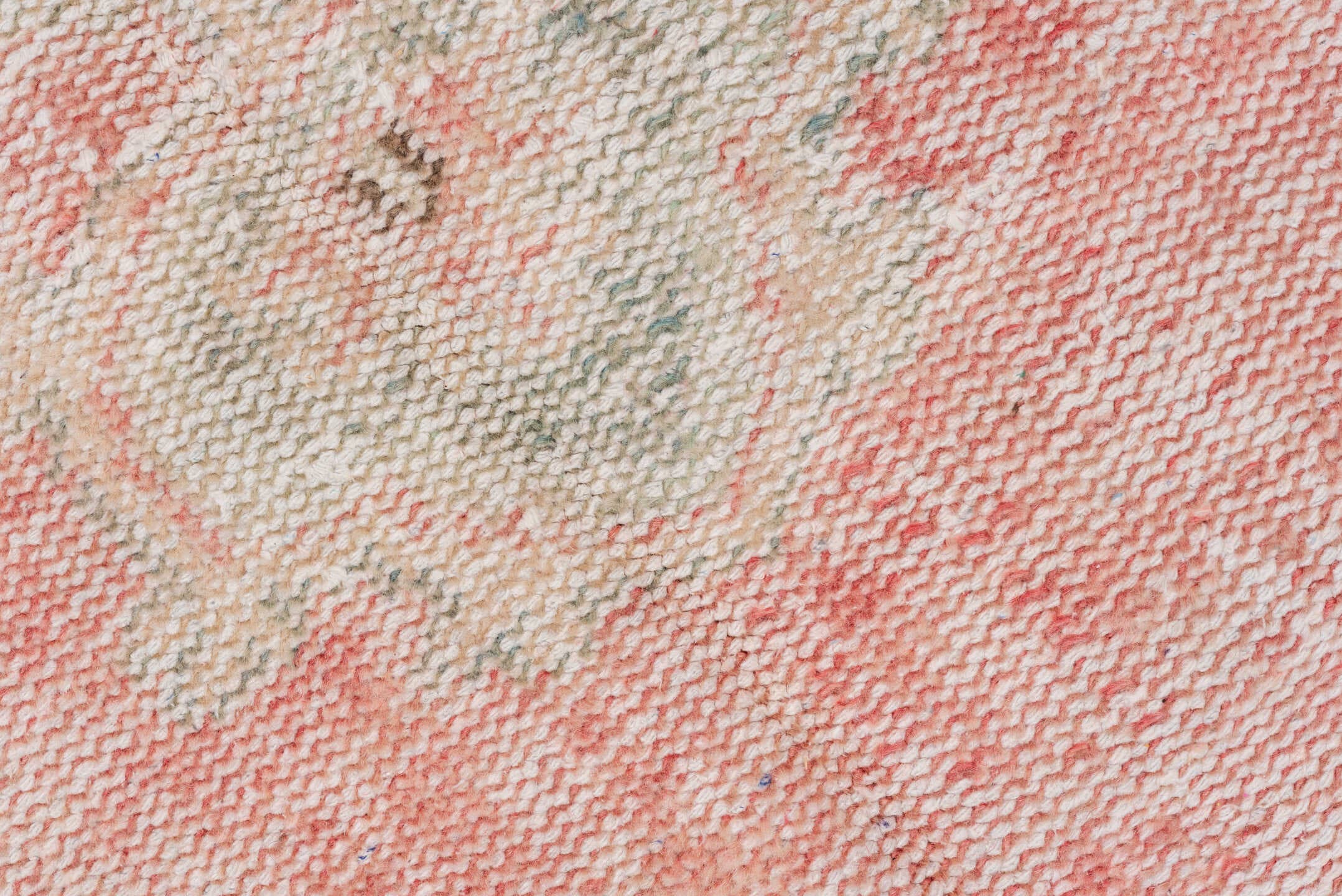 6' x 9' one-of-a-kind handmade vintage Oushak medium size rug. Color palette: blush, ivory, taupe, pale blue, sage, rose