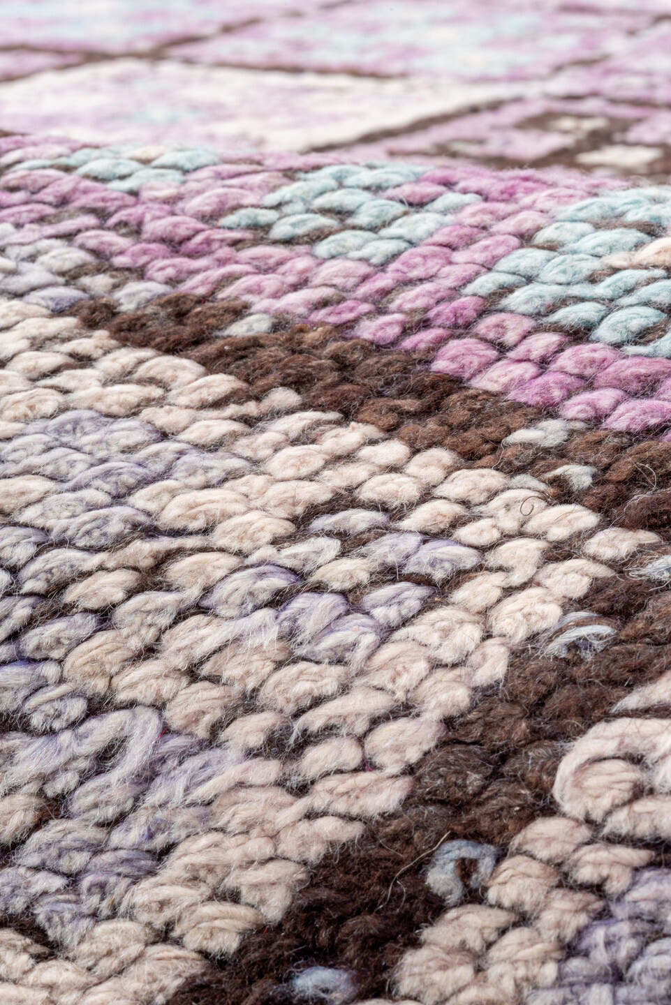 2' x 11' one-of-a-kind handmade vintage Oushak runner rug. Color palette: lavender, plum, ivory, aqua, rose, charcoal