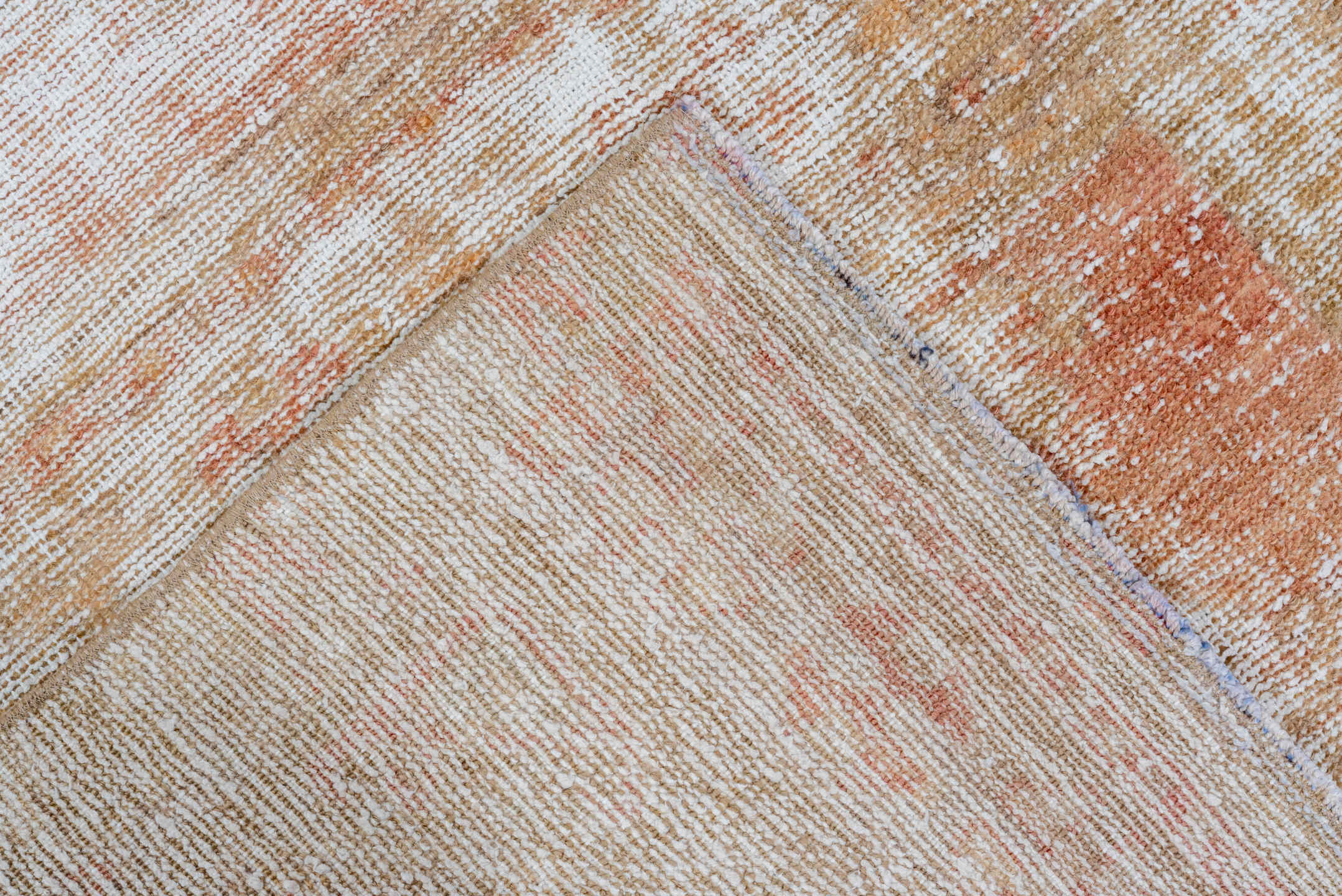2' x 9' one-of-a-kind handmade vintage Oushak runner rug. Color palette: terra cotta, ivory, beige, blush, taupe, terracotta