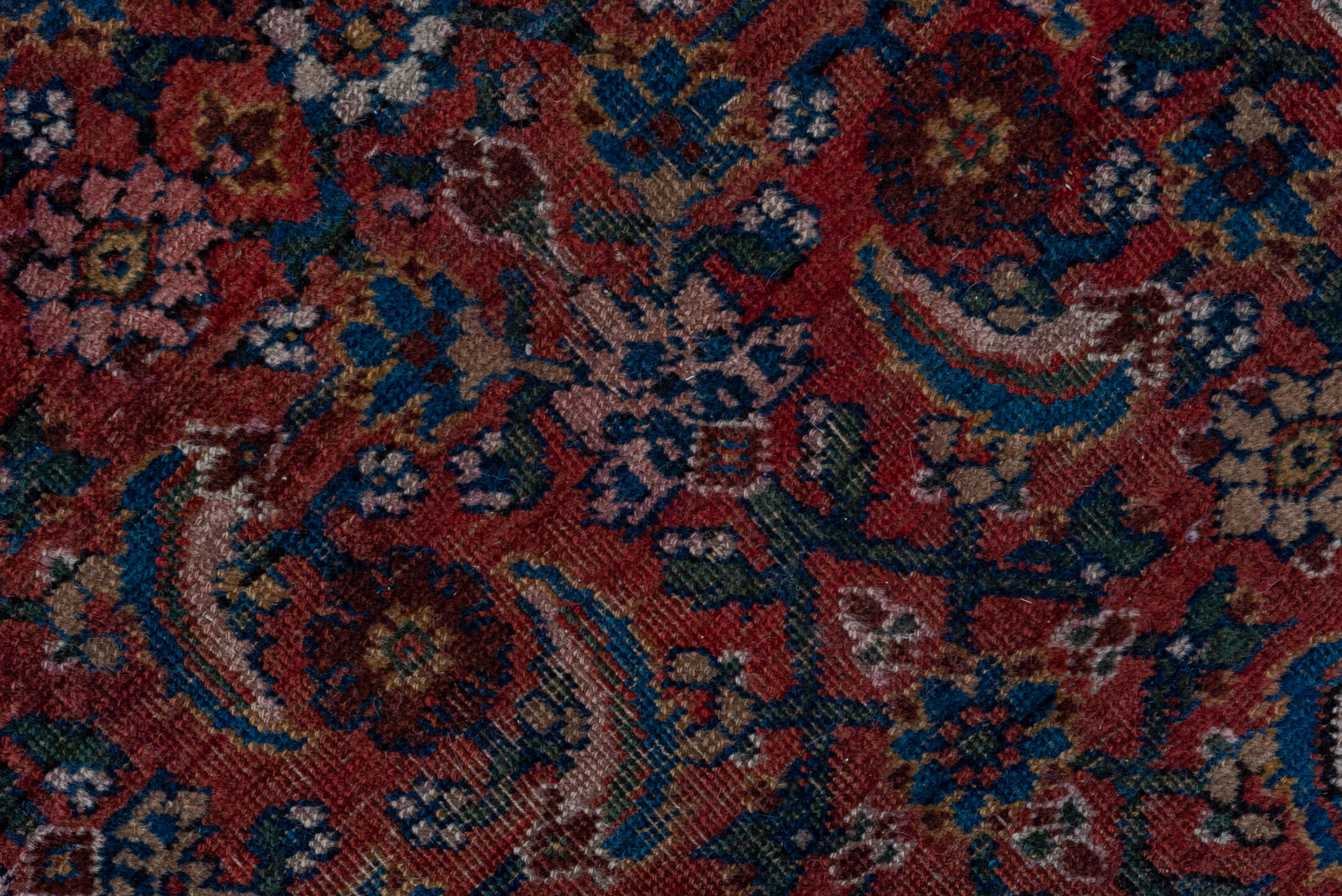 3' x 10' one-of-a-kind handmade vintage Bidjar runner rug. Color palette: rust, ivory, navy, burgundy, camel, charcoal