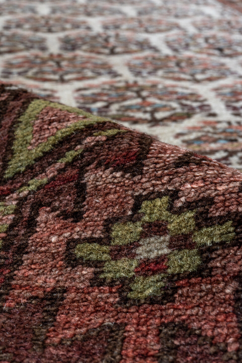 3' x 16' one-of-a-kind handmade vintage Kurd runner rug. Color palette: black, blue, brown, fiord, gray, pink, red