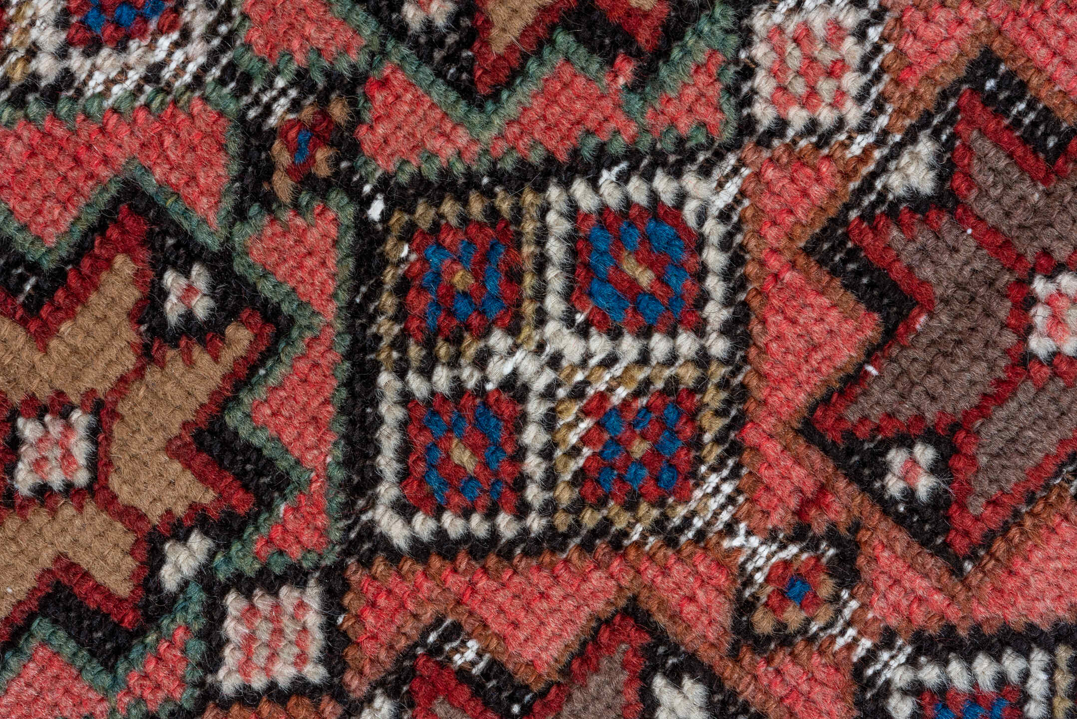 3' x 5' one-of-a-kind handmade vintage Malayer small size rug. Color palette: blue, brown, gray, light gray, off-white, pink