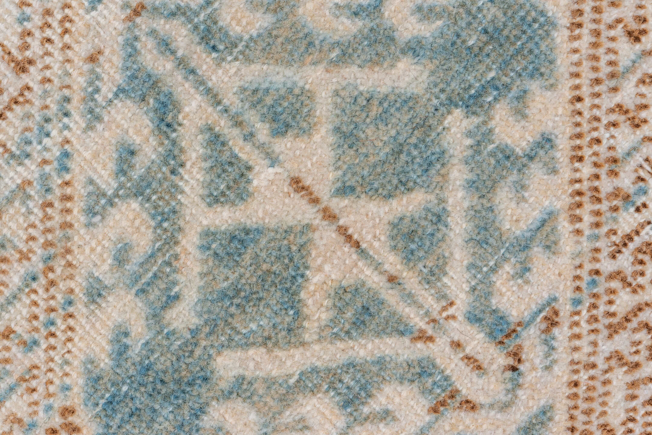 2' x 14' one-of-a-kind handmade vintage Sarab runner rug. Color palette: ivory, sky_blue, camel, taupe, light_blue