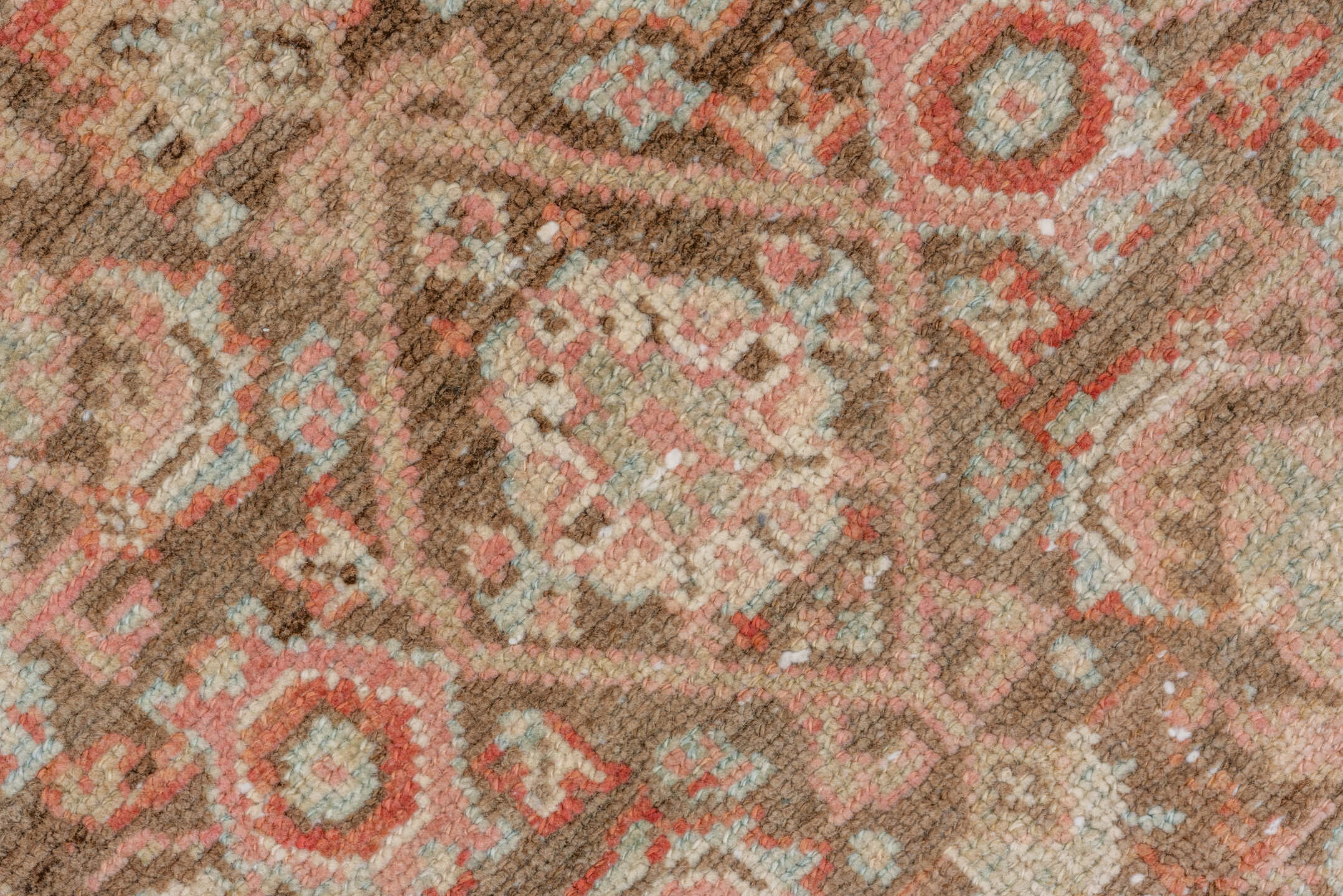 3' x 13' one-of-a-kind handmade vintage Malayer runner rug. Color palette: brown, gray, light gray, off-white, orange, pink