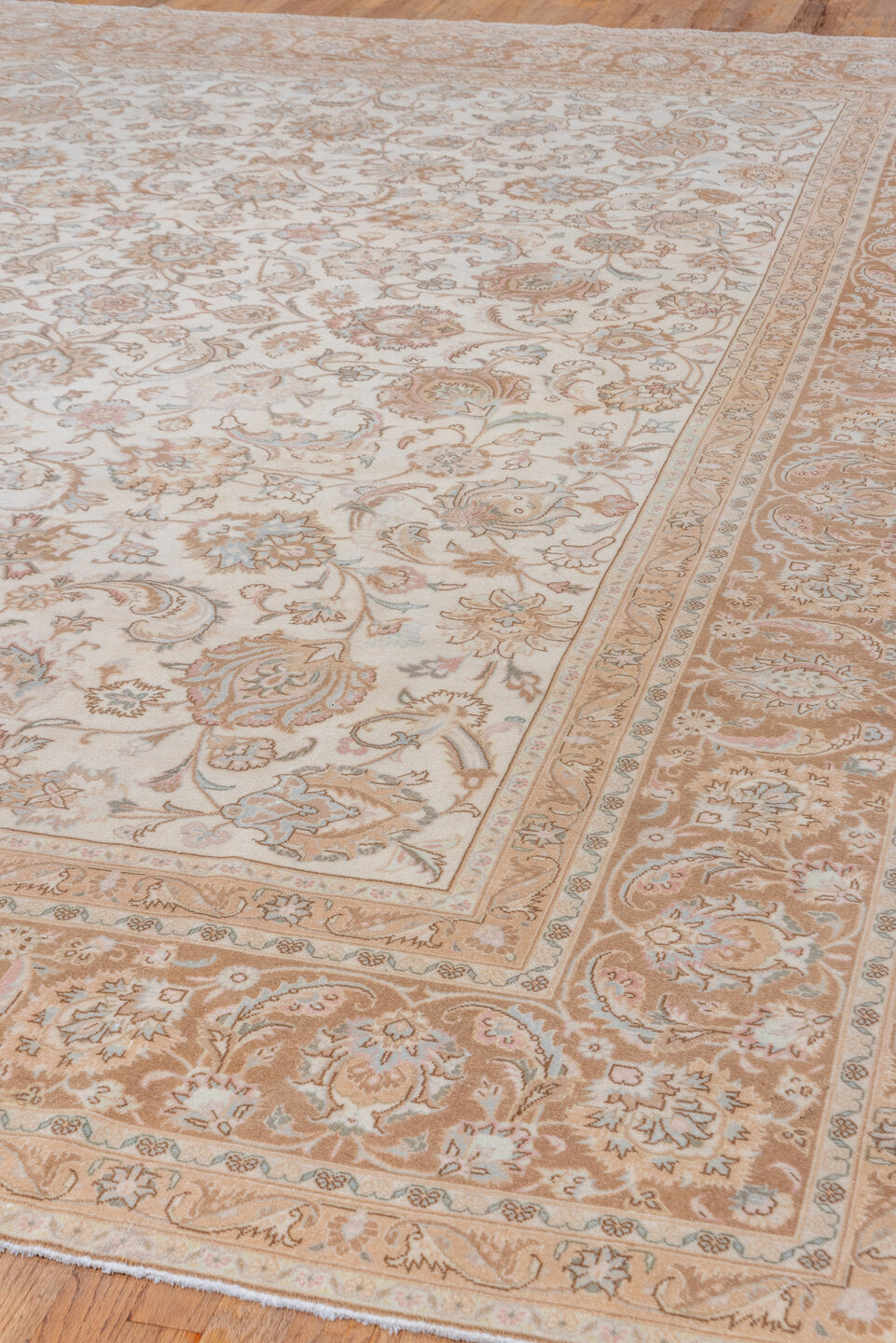 9' x 12' one-of-a-kind handmade vintage Tabriz large size rug. Color palette: brown, dark gray, gray, light gray, off-white