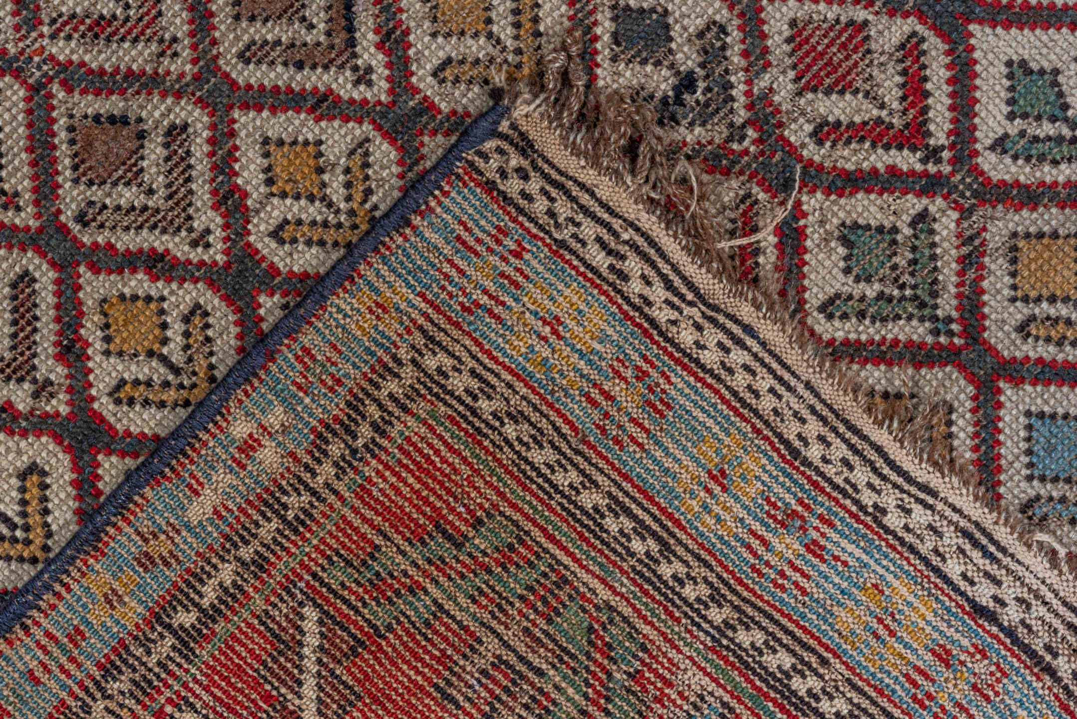 3' x 4' one-of-a-kind handmade vintage Shirvan small size rug. Color palette: brown, dim gray, gray, pink, red
