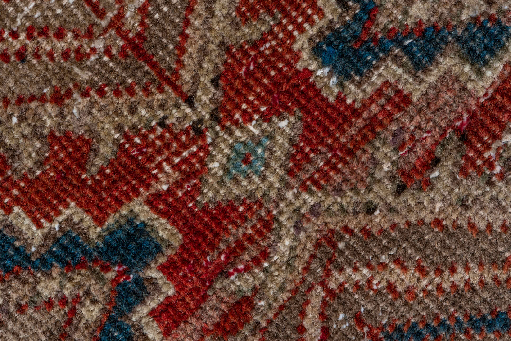 2' x 9' one-of-a-kind handmade vintage Bidjar runner rug. Color palette: brown, camel, taupe, rust, ivory, navy, beige, gray