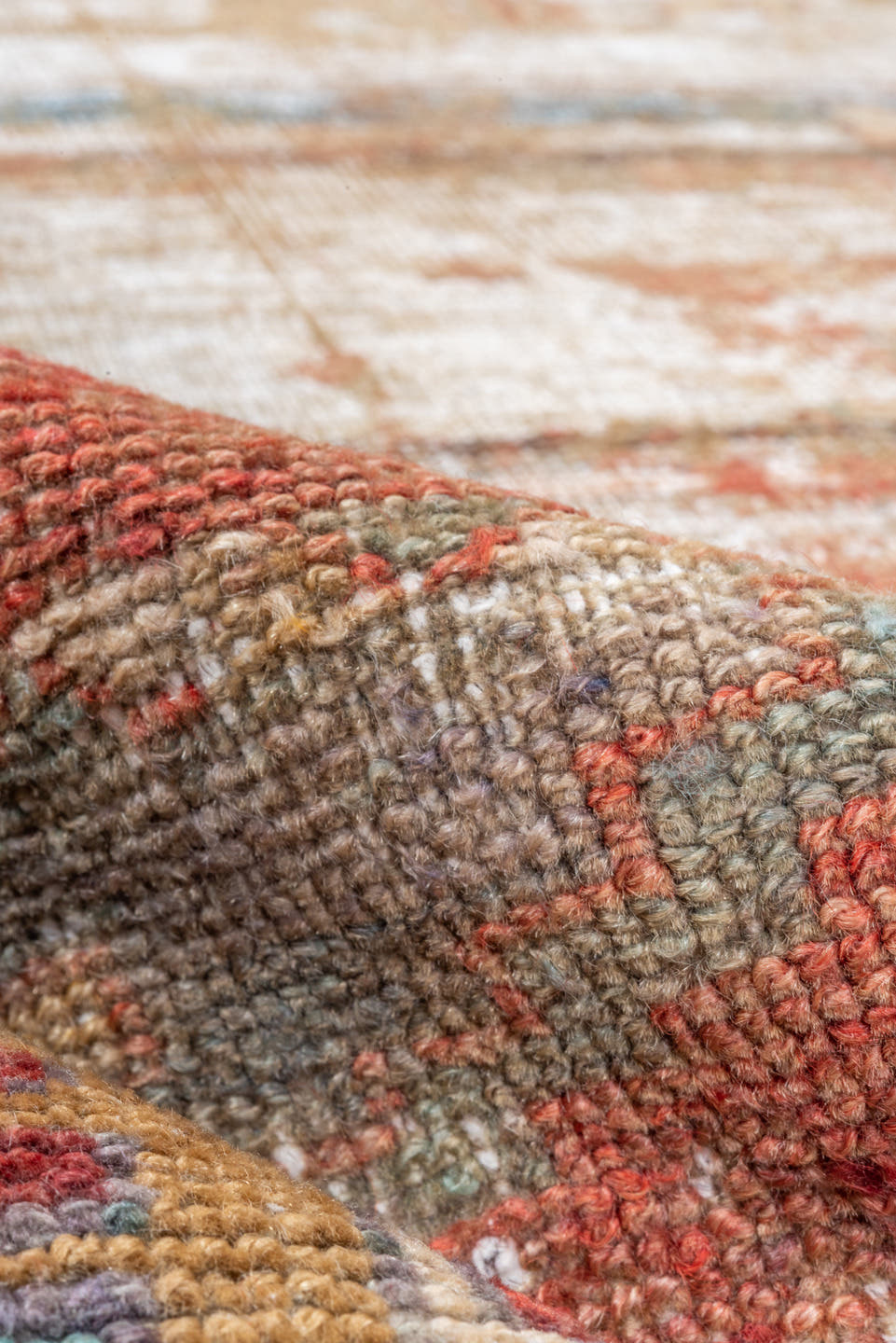 2' x 9' one-of-a-kind handmade vintage Oushak runner rug. Color palette: terra cotta, taupe, ivory, sage, rust, blue
