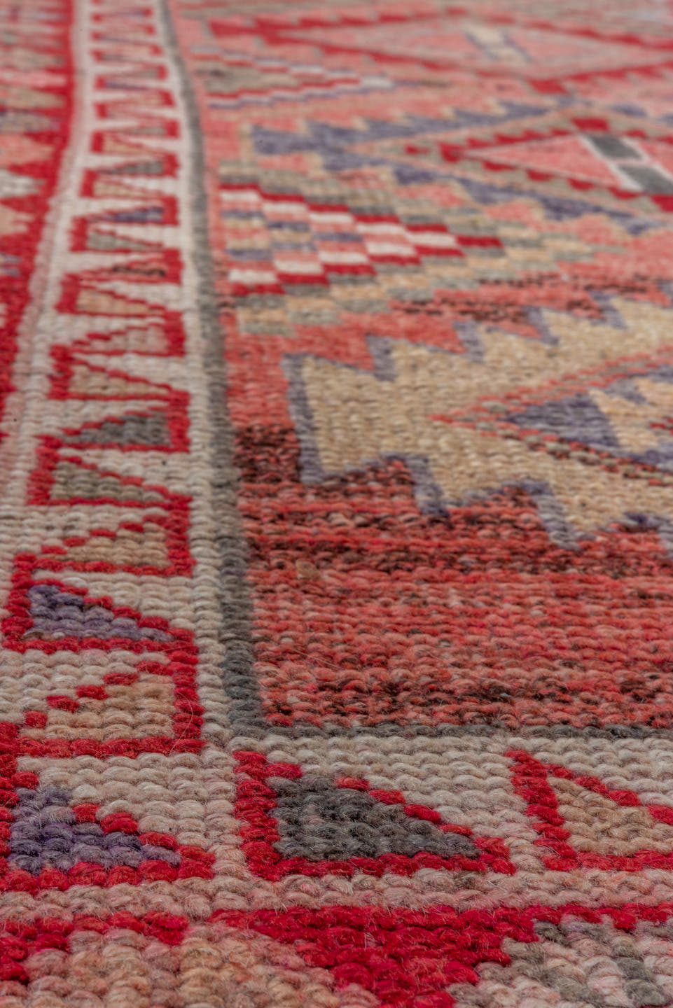 2' x 6' one-of-a-kind handmade vintage Oushak runner rug. Color palette: rust, rose, ivory, muted blue, crimson, taupe