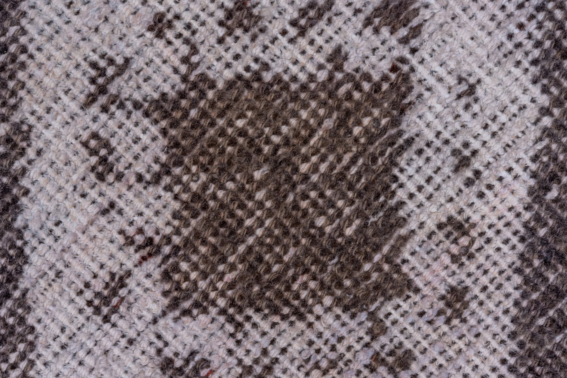 2' x 13' one-of-a-kind handmade vintage Oushak runner rug. Color palette: ivory, charcoal, taupe, brown, burgundy, gray