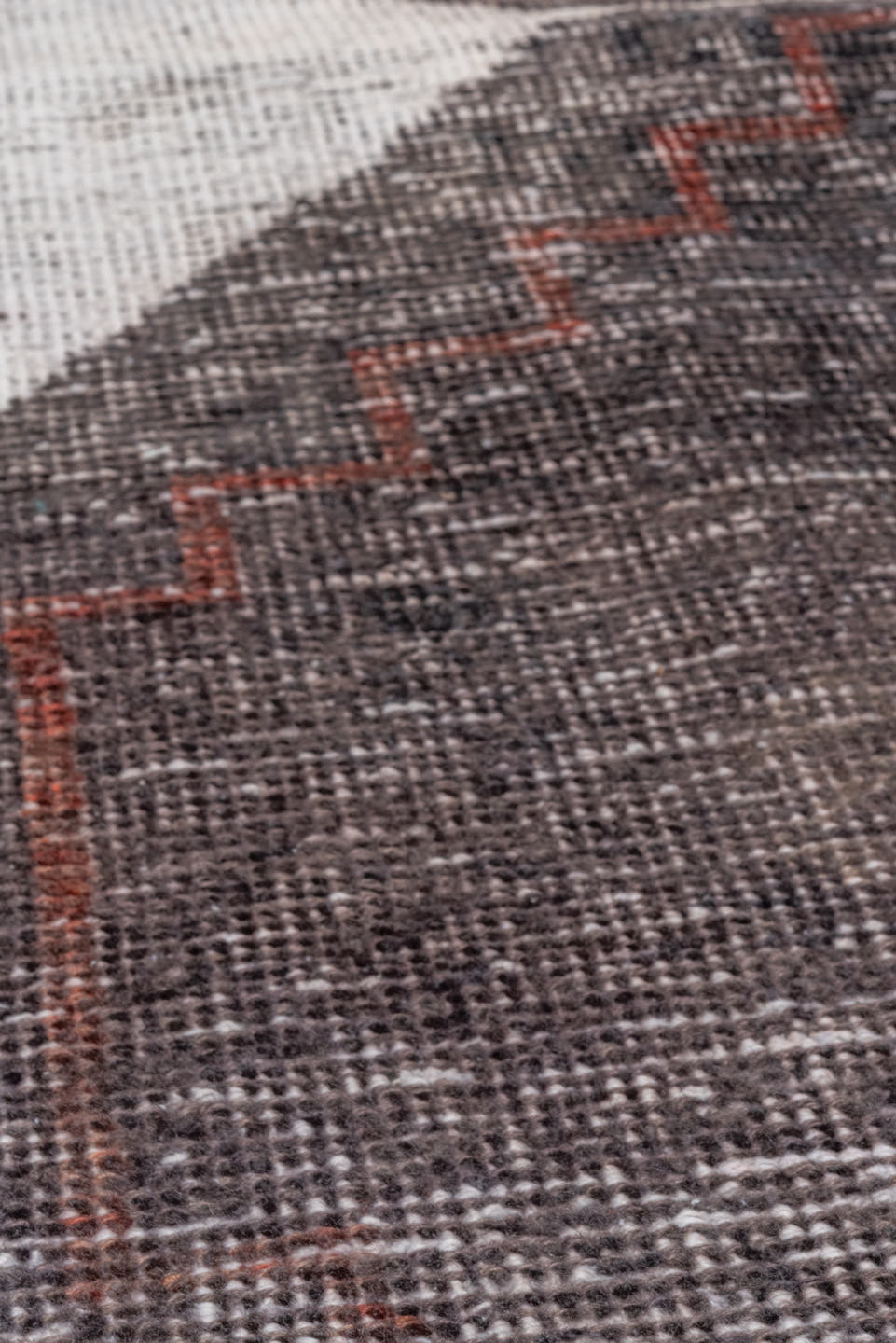 2' x 13' one-of-a-kind handmade vintage Oushak runner rug. Color palette: ivory, charcoal, taupe, brown, burgundy, gray