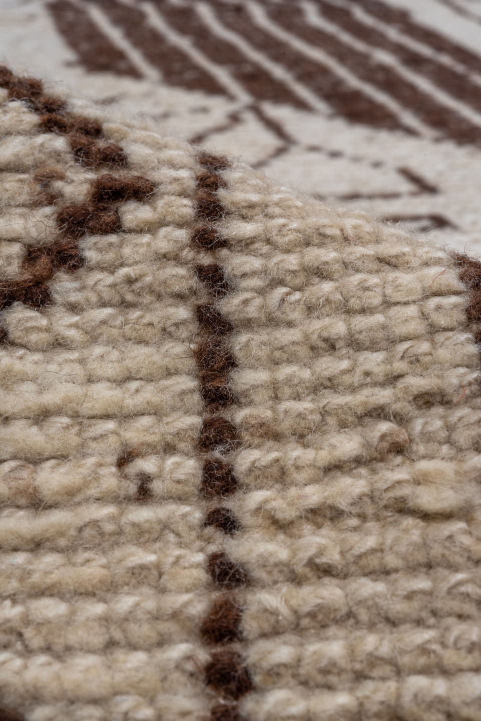 3' x 11' one-of-a-kind handmade vintage Kars runner rug. Color palette: ivory, brown, taupe, charcoal, beige, gray, black