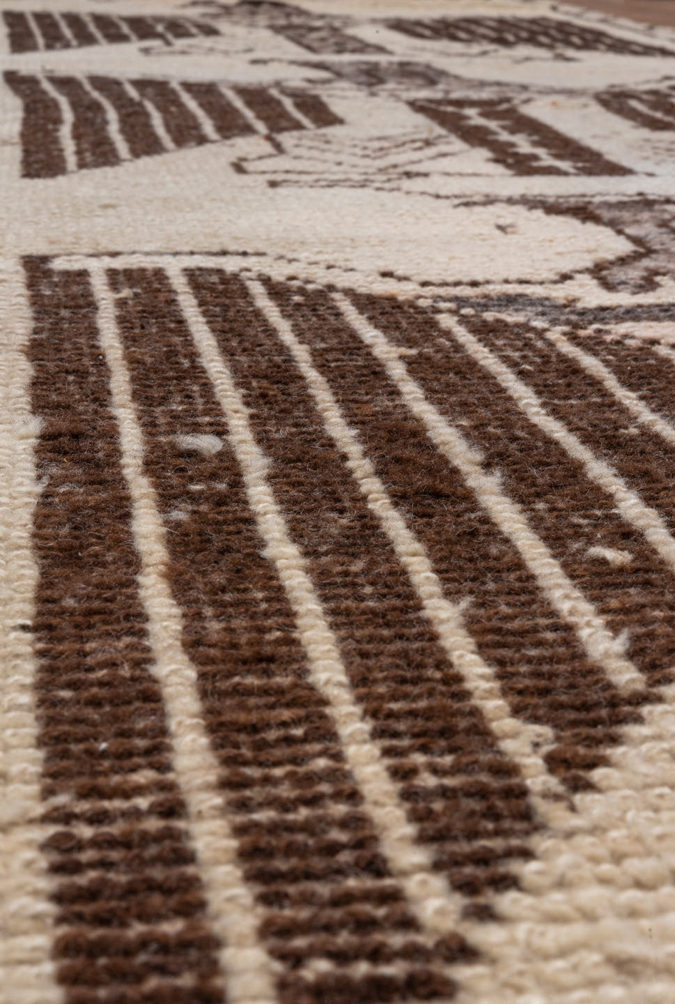 3' x 11' one-of-a-kind handmade vintage Kars runner rug. Color palette: ivory, brown, taupe, charcoal, beige, gray, black