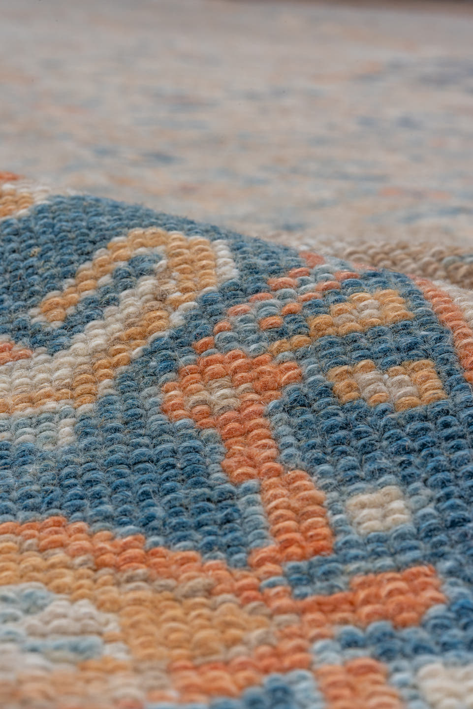 9' x 12' one-of-a-kind handmade vintage Malayer large size rug. Color palette: ivory, blue, peach, gold, beige, camel