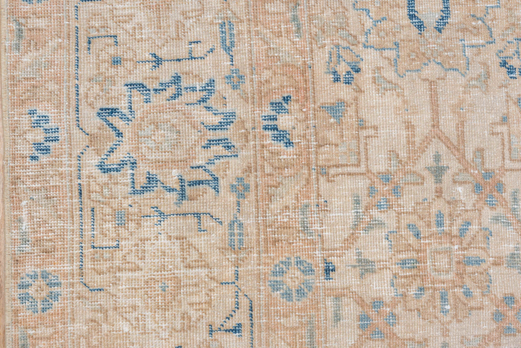 6' x 9' one-of-a-kind handmade vintage Tabriz medium size rug. Color palette: beige, sky blue, ivory, taupe, camel