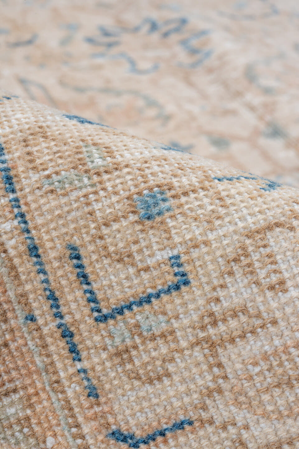 6' x 9' one-of-a-kind handmade vintage Tabriz medium size rug. Color palette: beige, sky blue, ivory, taupe, camel