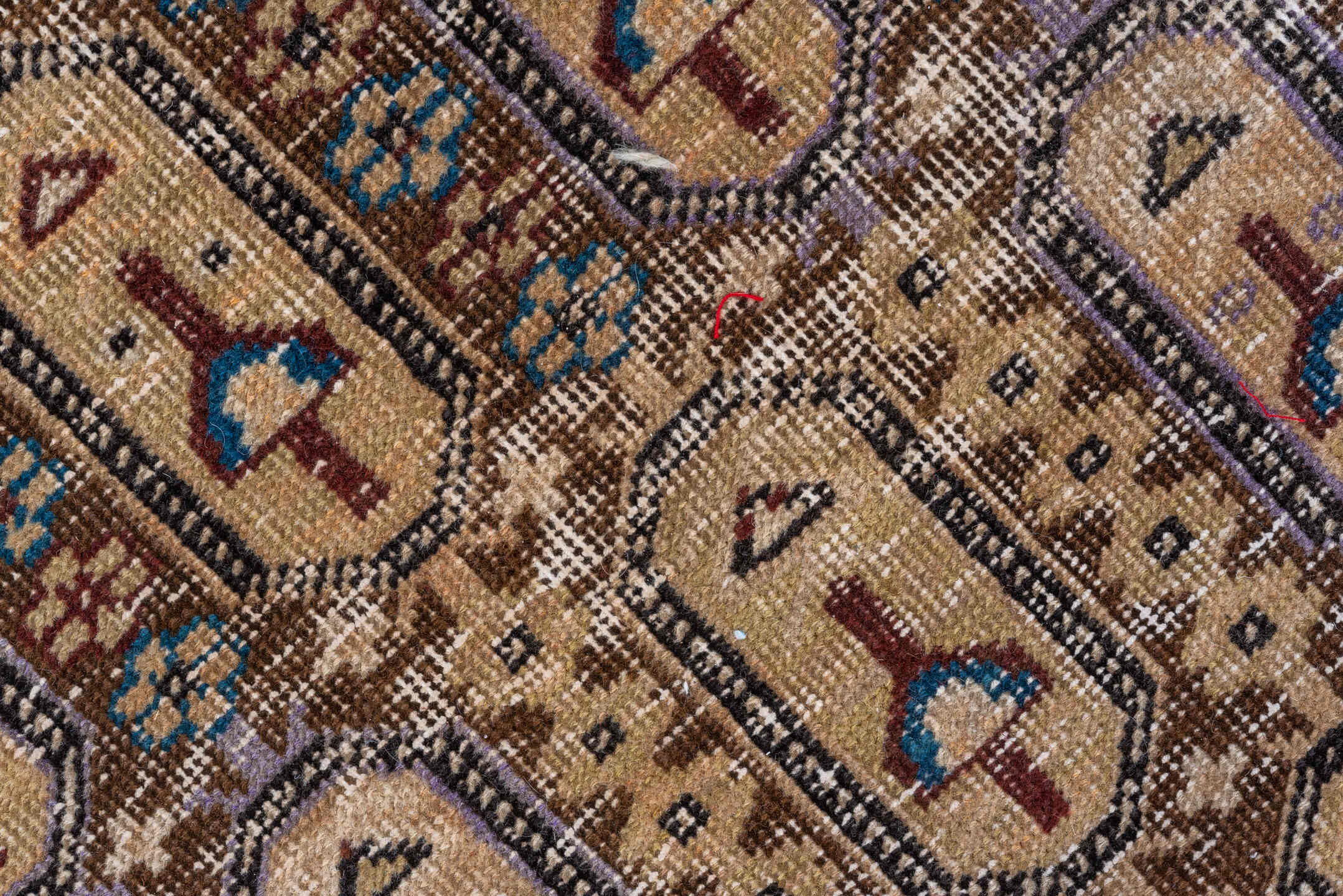 3' x 18' one-of-a-kind handmade vintage Shirvan runner rug. Color palette: ivory, camel, taupe, slate, rust, blue, brown