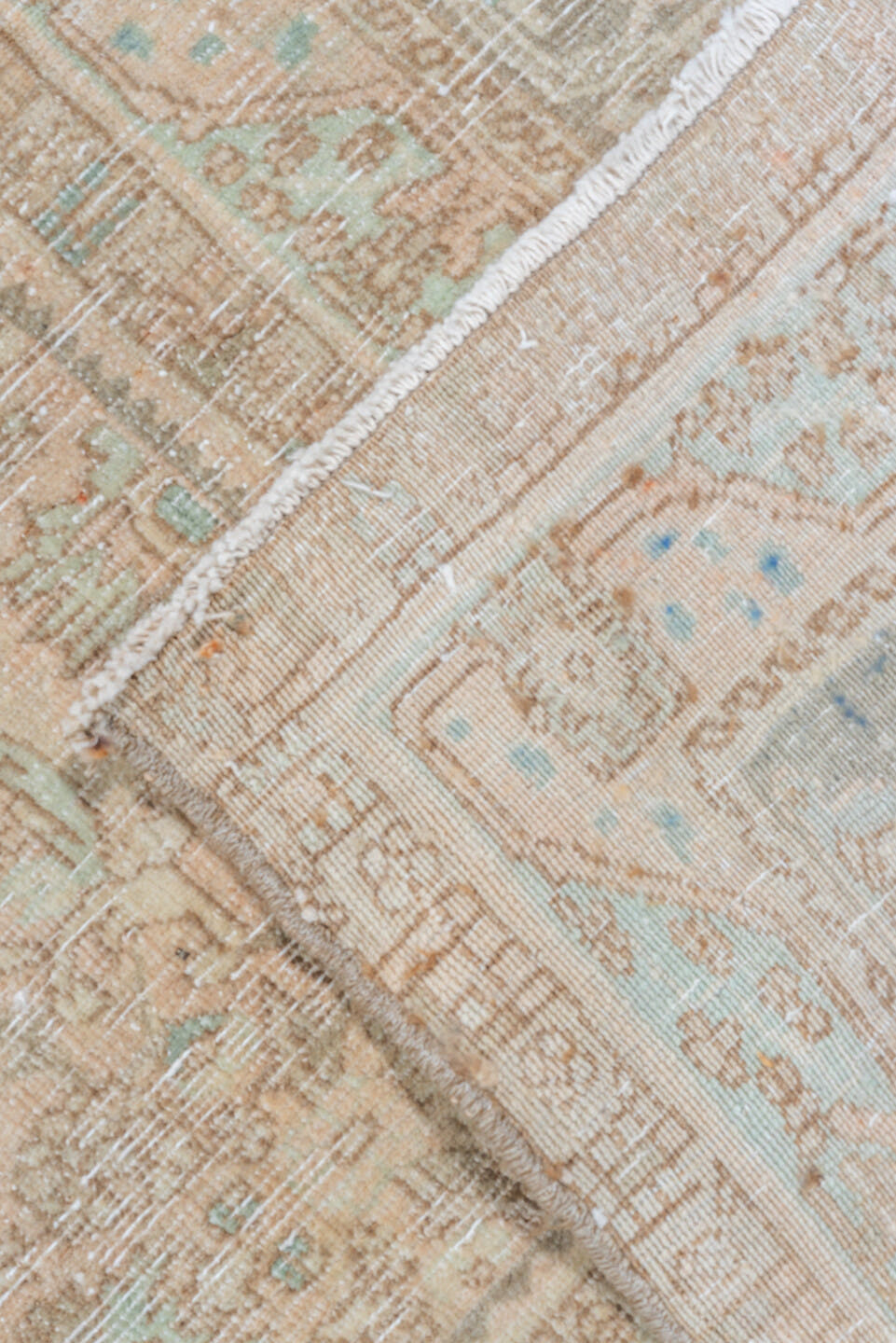 10' x 13' one-of-a-kind handmade vintage Bidjar large size rug. Color palette: beige, taupe, ivory, pale aqua, sand, camel