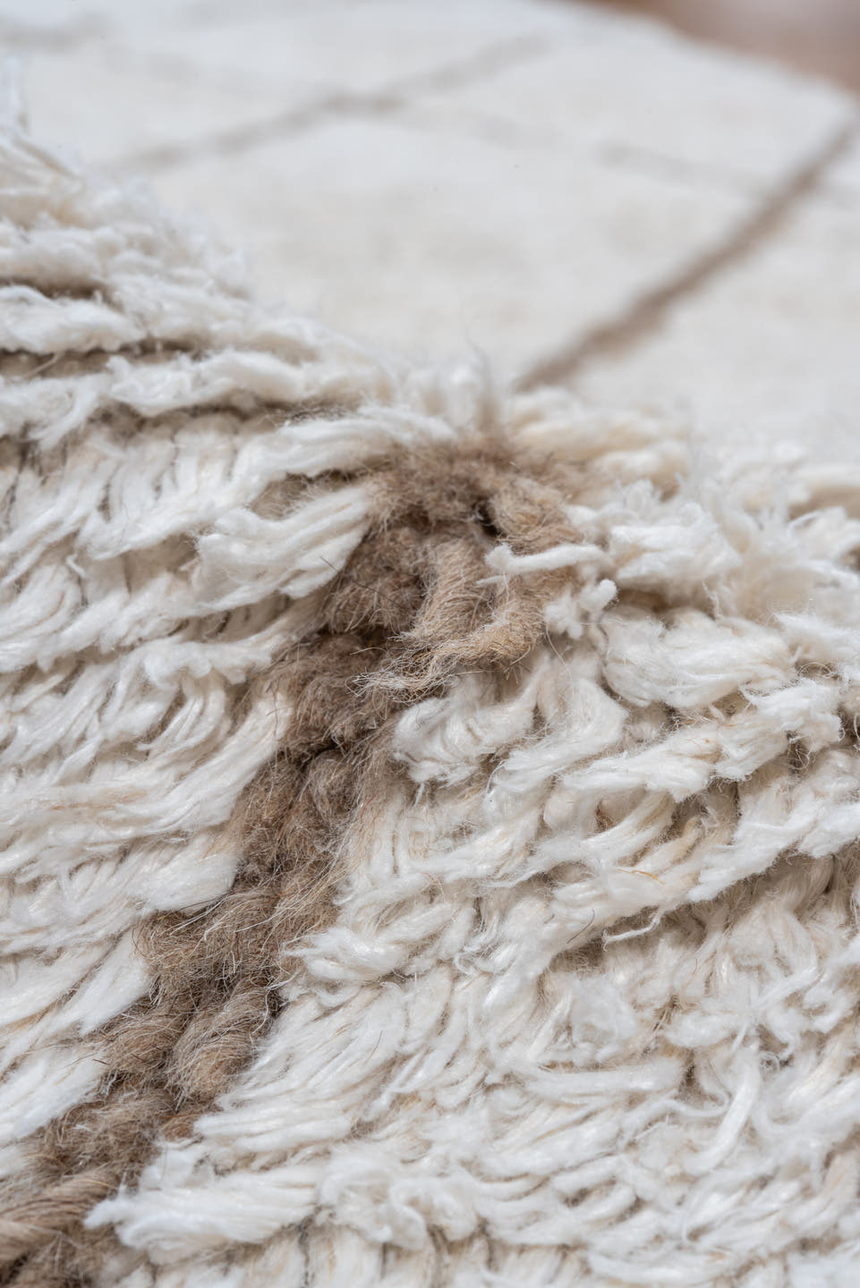 3' x 14' one-of-a-kind handmade vintage Moroccan runner rug. Color palette: ivory, taupe, cream, beige, gray