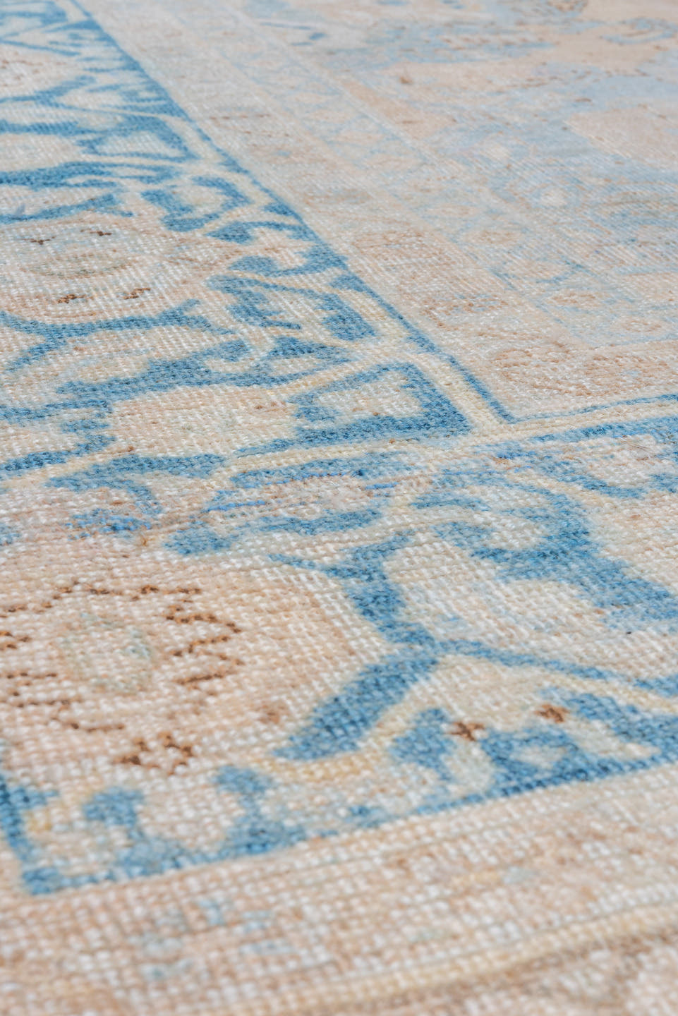 8' x 10' one-of-a-kind handmade vintage Tabriz large size rug. Color palette: beige, sky blue, ivory, taupe, camel