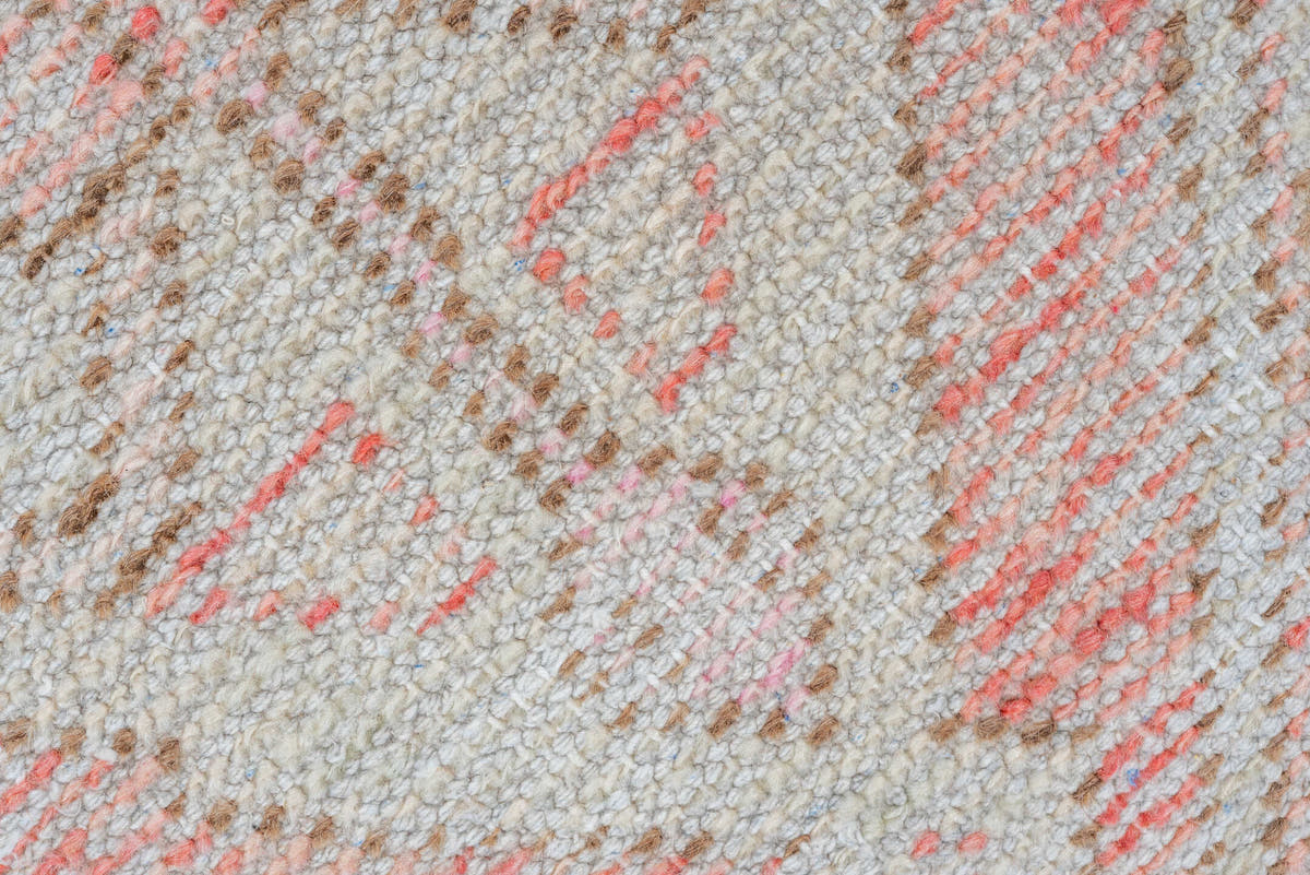 2' x 3' one-of-a-kind handmade vintage Oushak small size rug. Color palette: ivory, blush, taupe, sand, pale coral, pink