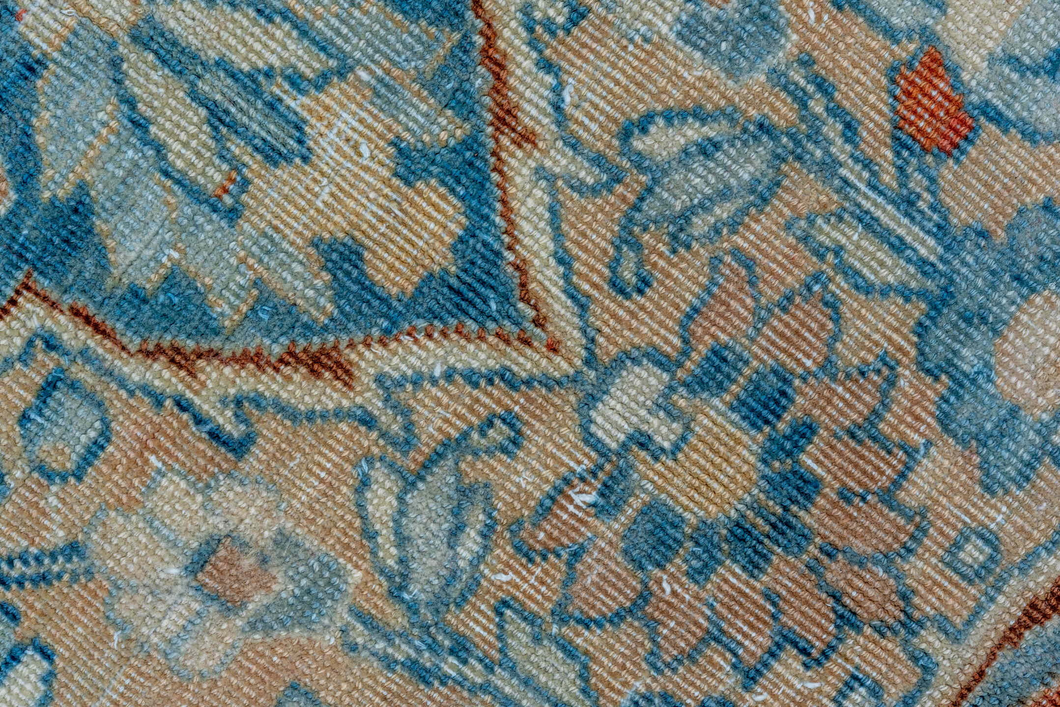 8' x 11' one-of-a-kind handmade vintage Tabriz large size rug. Color palette: sky blue, ivory, rust, camel, slate, cream